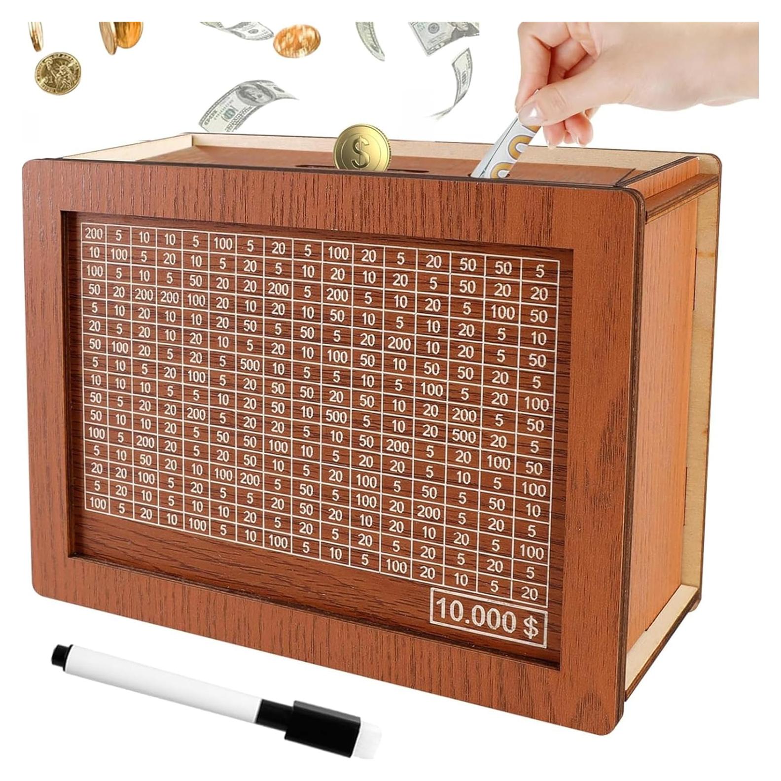 Caja de Ahorros de Madera Jxueych 10k con Contador - Marrón