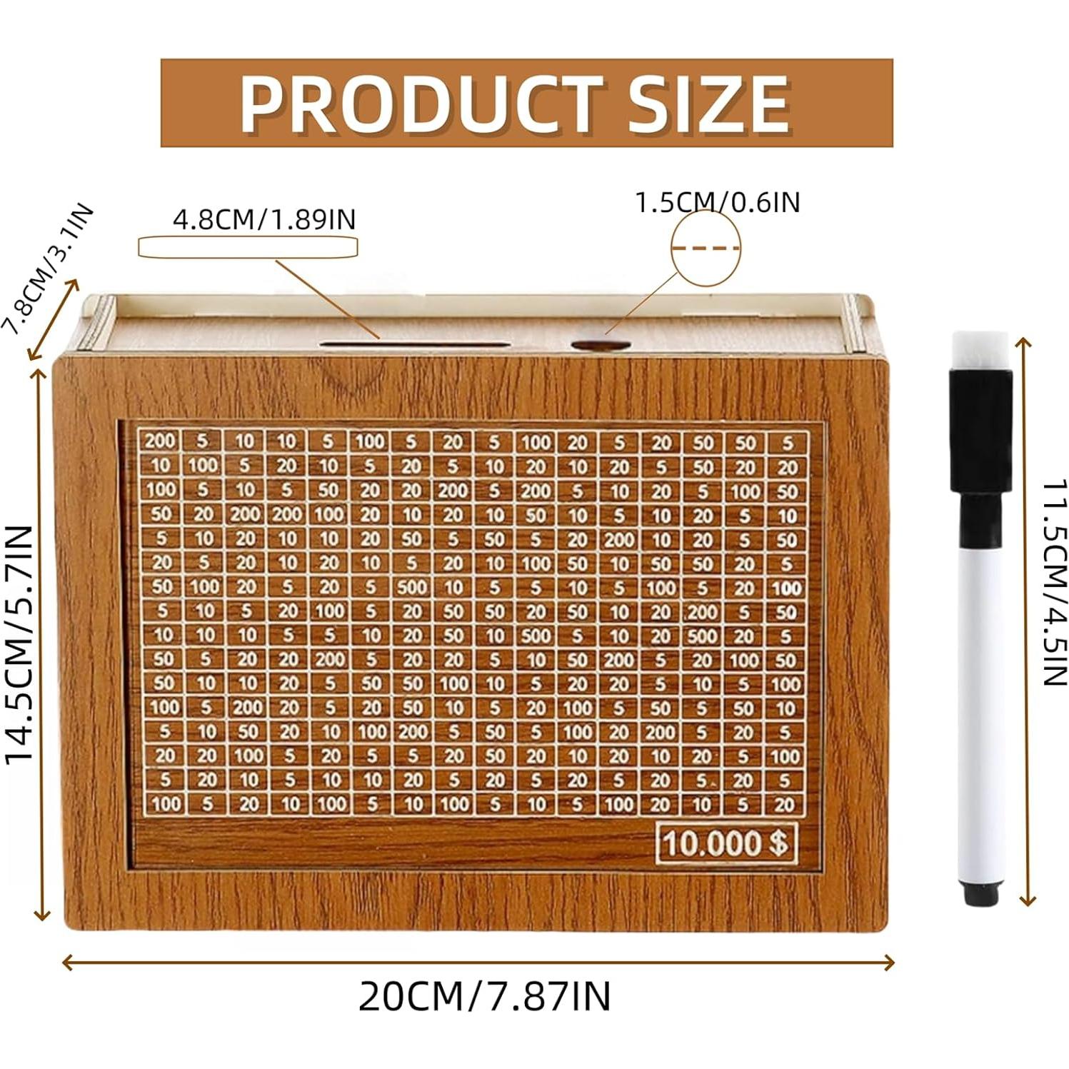Caja de Ahorros de Madera Jxueych 10k con Contador - Marrón