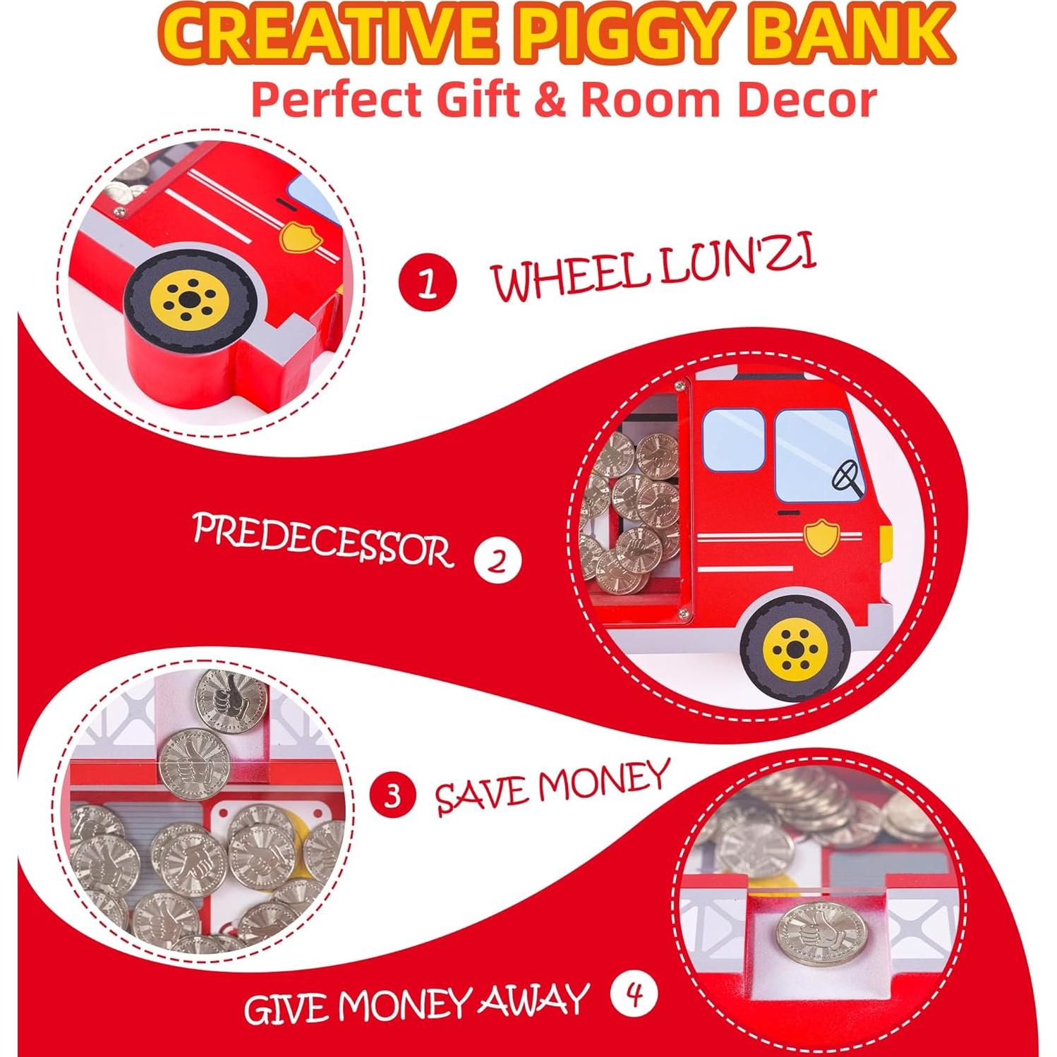 Hucha de Madera Camión de Bomberos Boalord 1.4 kg