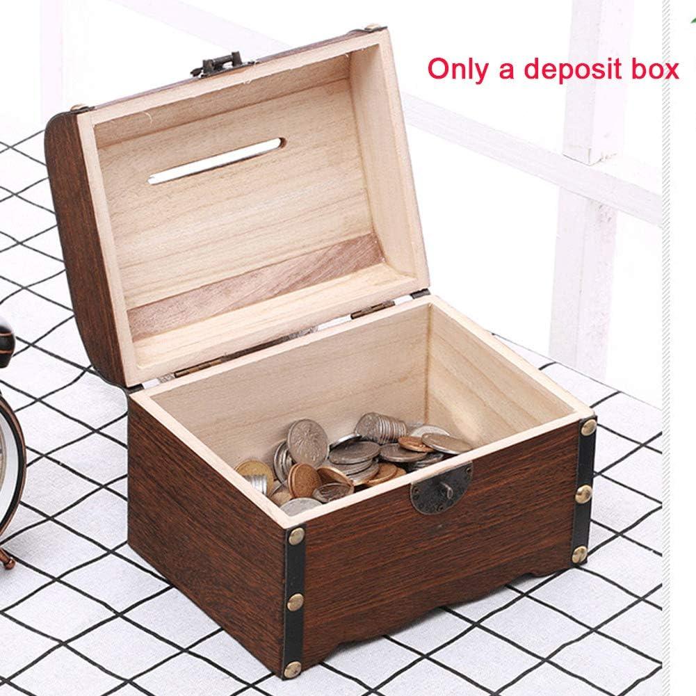 Hucha de Madera Tookie con Cerradura Vintage 14x15x20cm