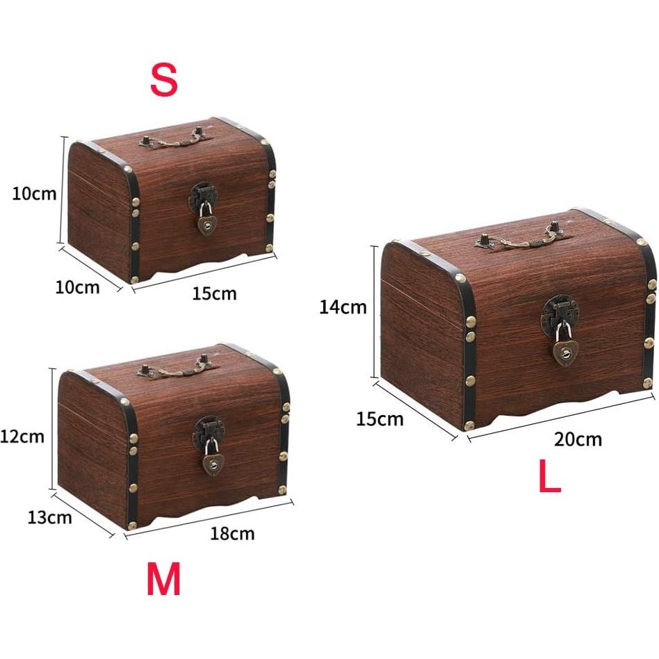 Hucha de Madera Tookie con Cerradura Vintage 14x15x20cm