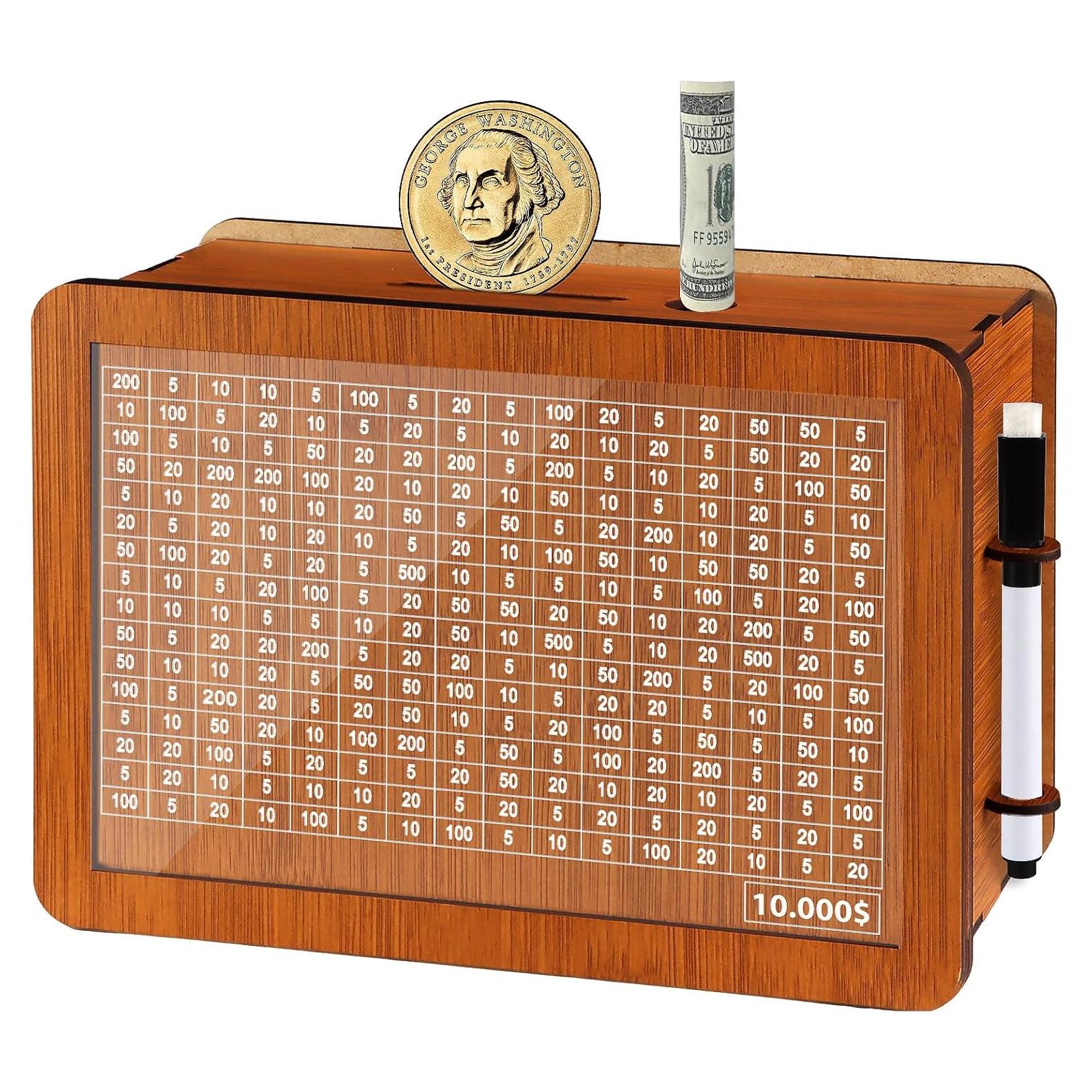 Caja de Ahorro de Madera WenmthG $10,000 - Grande con Contador