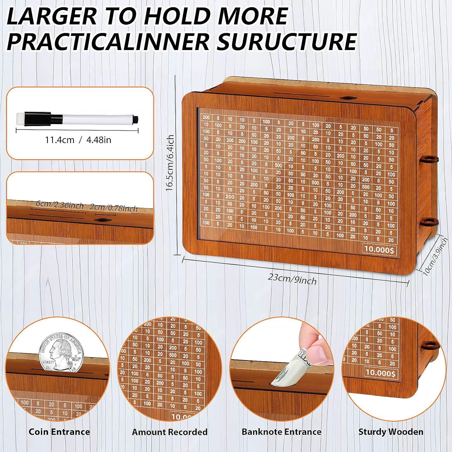 Caja de Ahorro de Madera WenmthG $10,000 - Grande con Contador