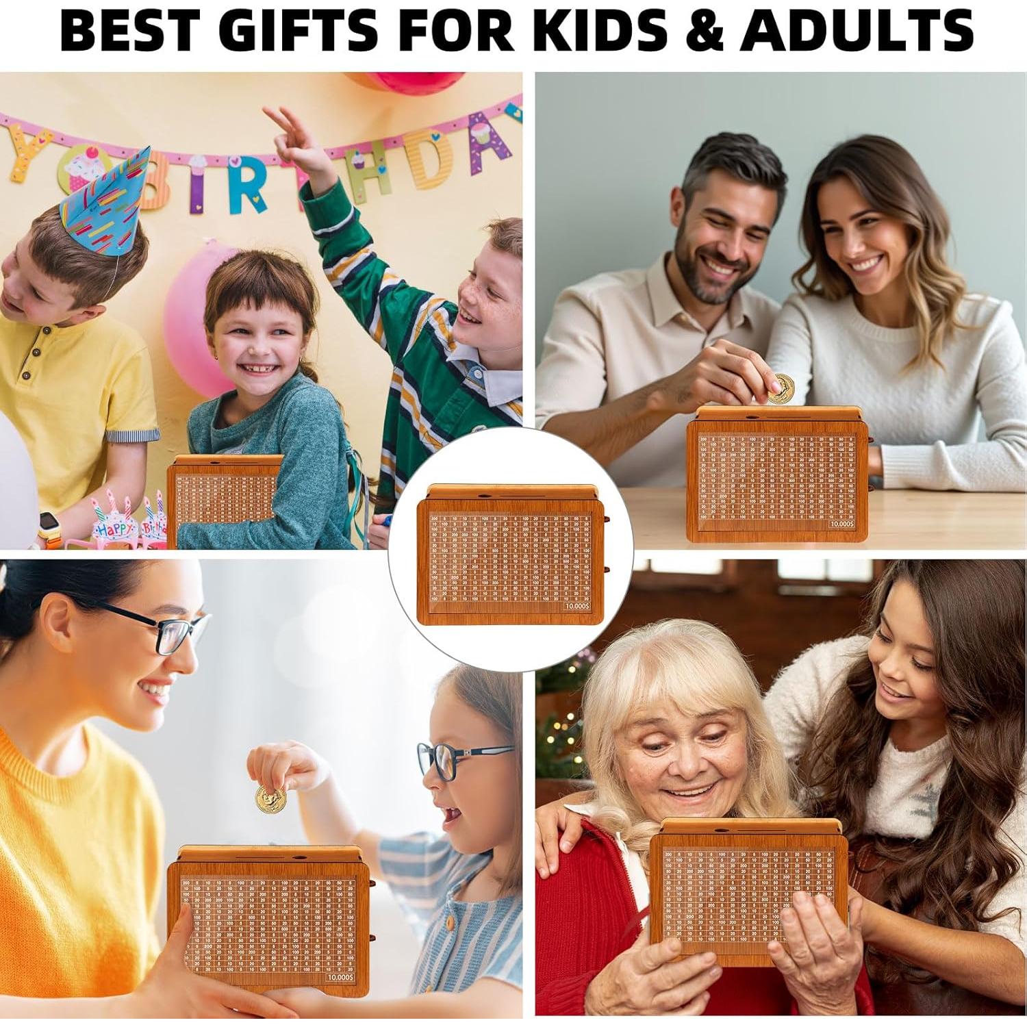 Caja de Ahorro de Madera WenmthG $10,000 - Grande con Contador