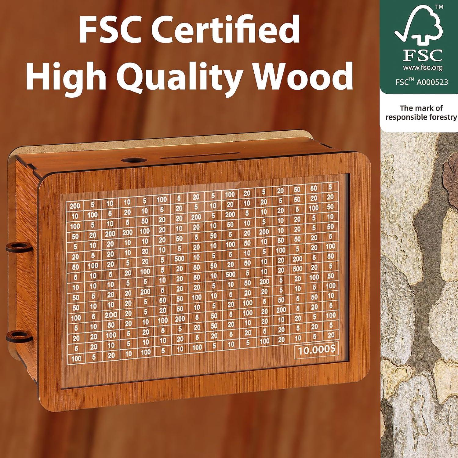 Caja de Ahorro de Madera WenmthG $10,000 - Grande con Contador