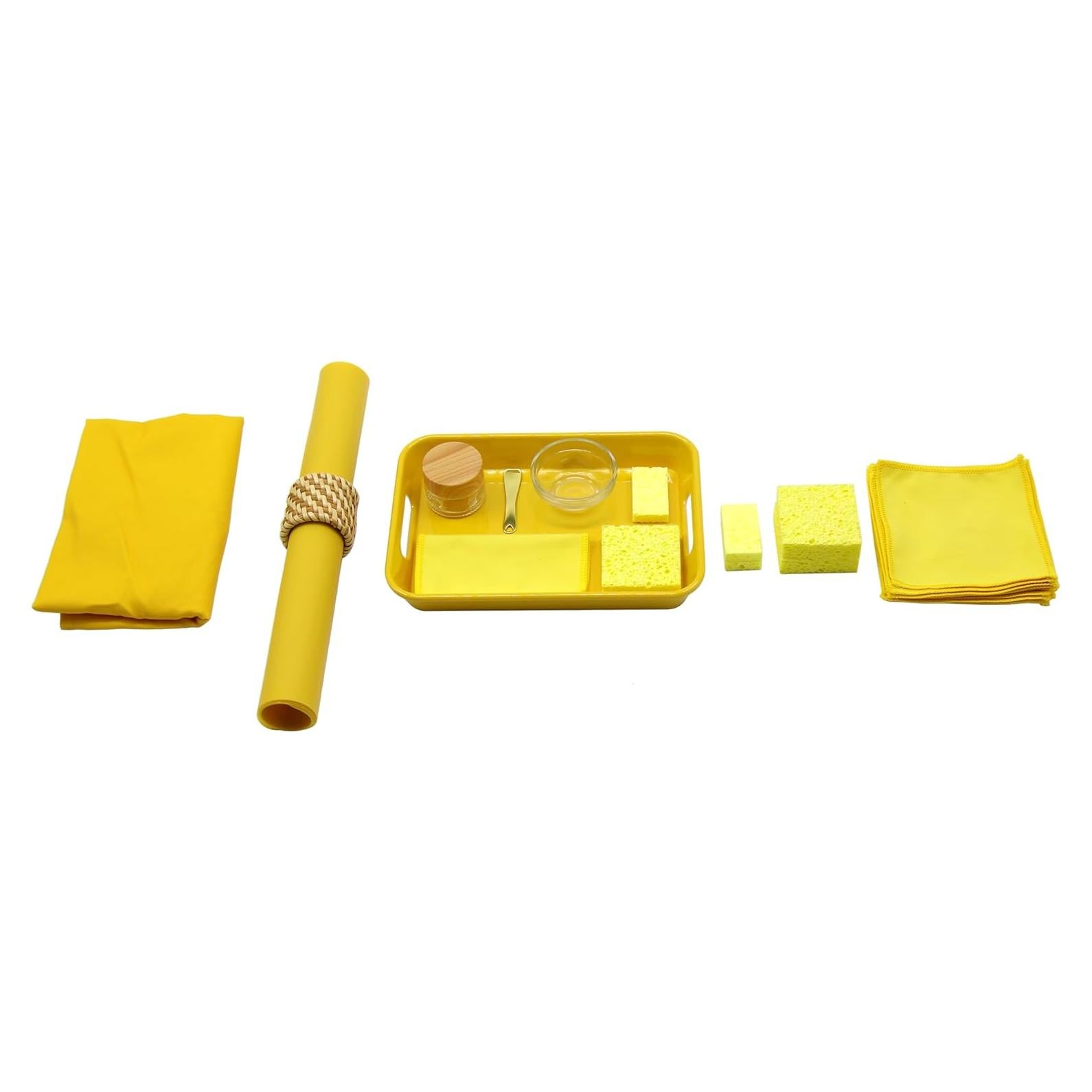 Kit de Pulido Montessori Amarillo - 10 Paños y Accesorios