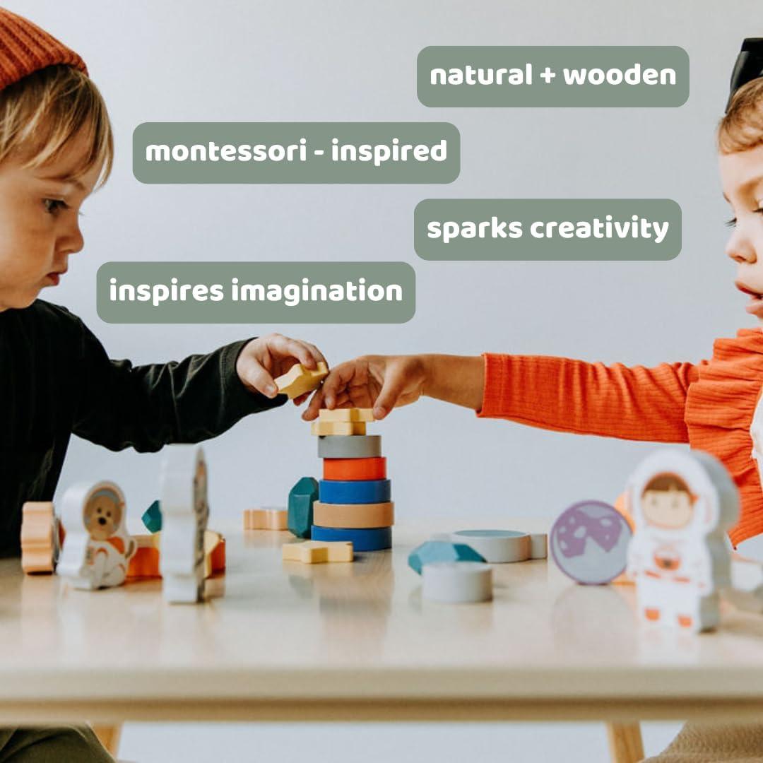 Juego de Bloques de Madera Espacial 30 Piezas Happy Arts