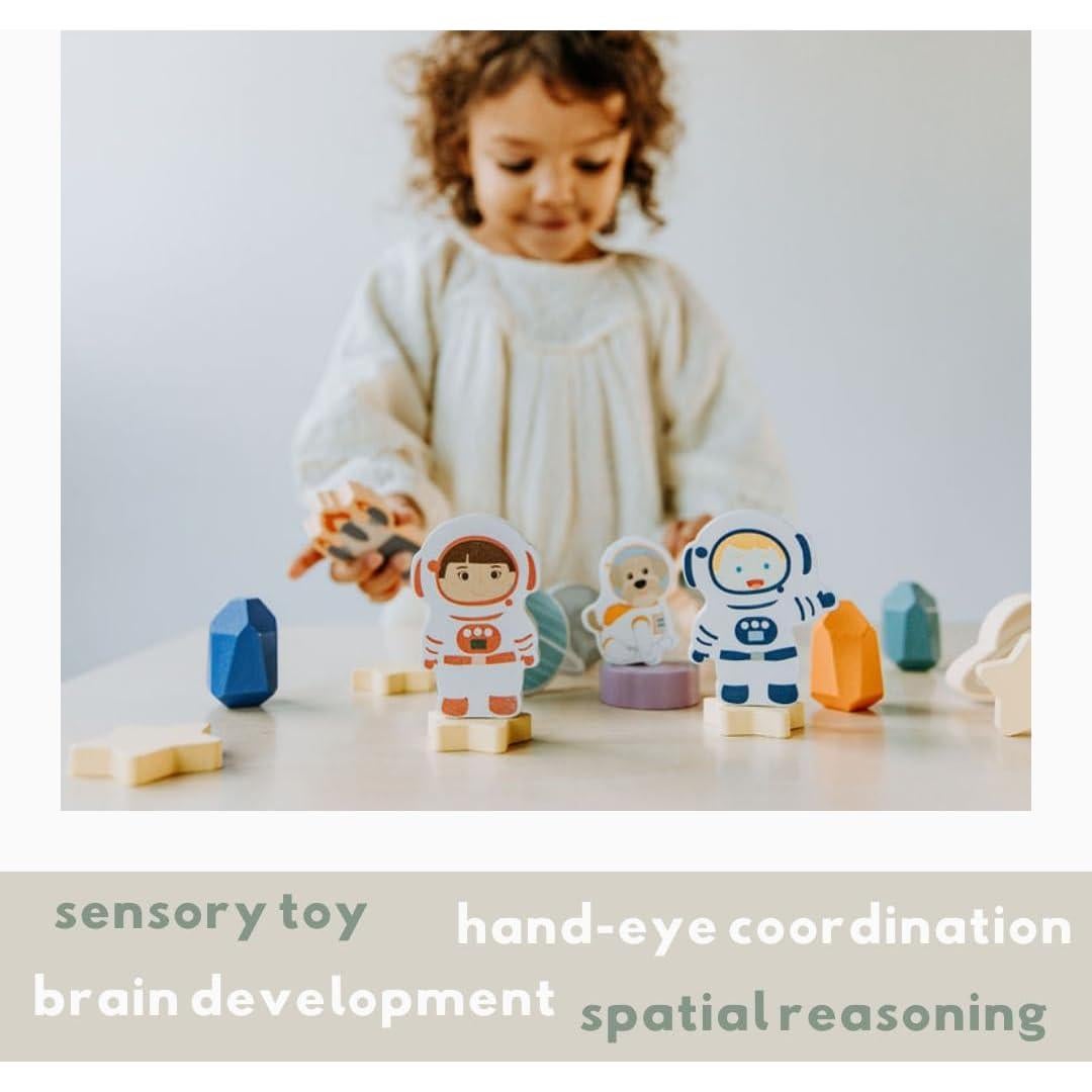 Juego de Bloques de Madera Espacial 30 Piezas Happy Arts