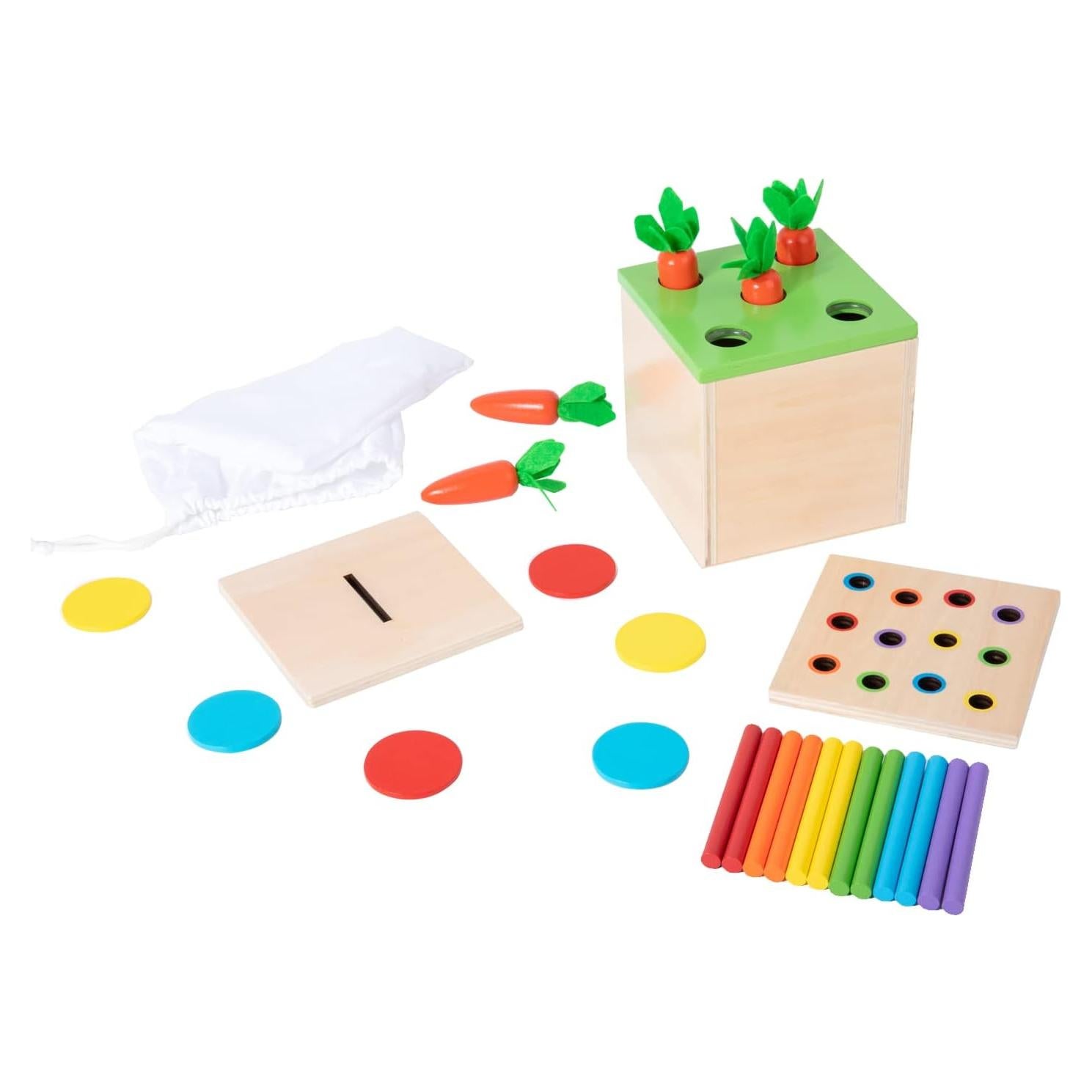 Adena Montessori Kit de Juego 3 en 1 de Madera para Bebés