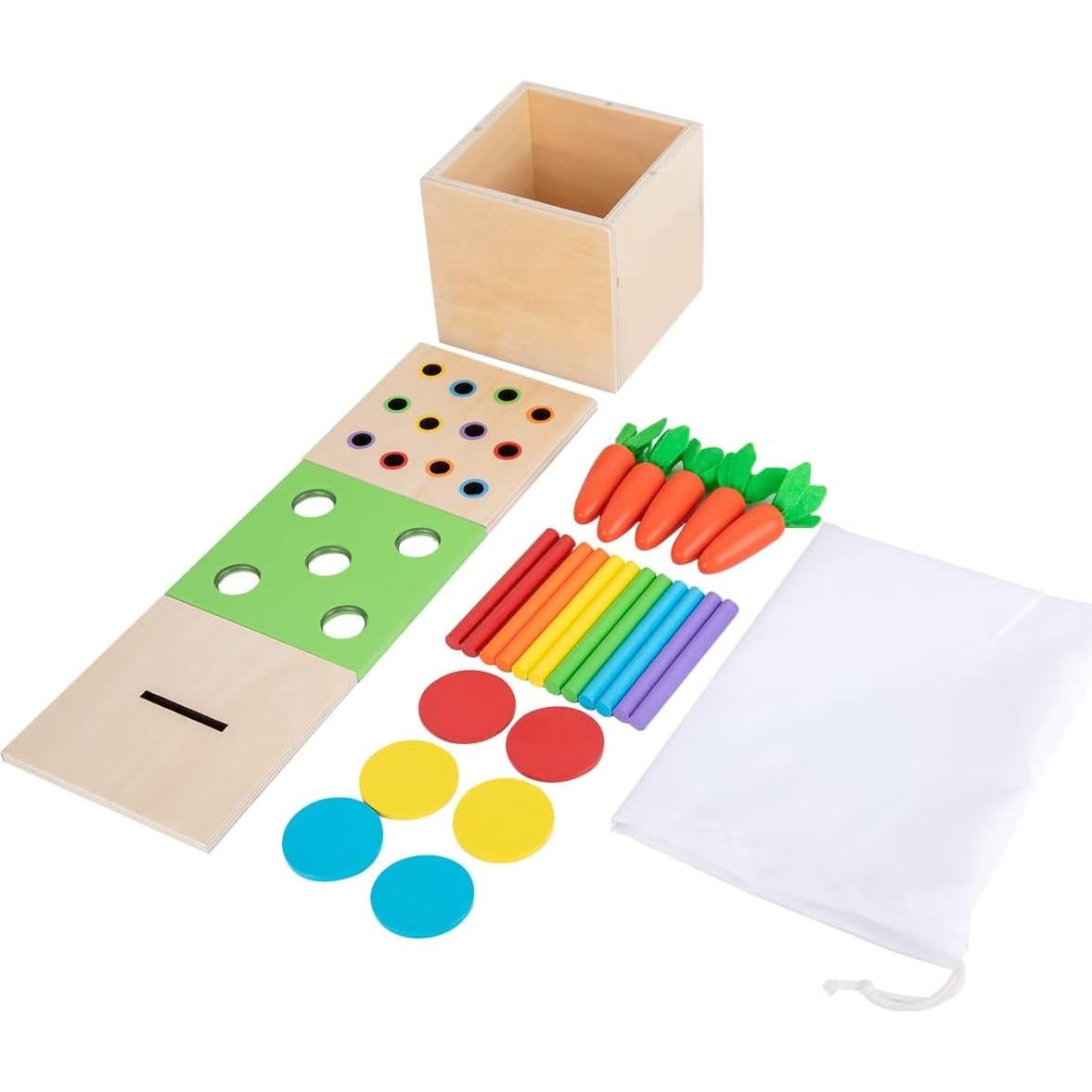 Adena Montessori Kit de Juego 3 en 1 de Madera para Bebés