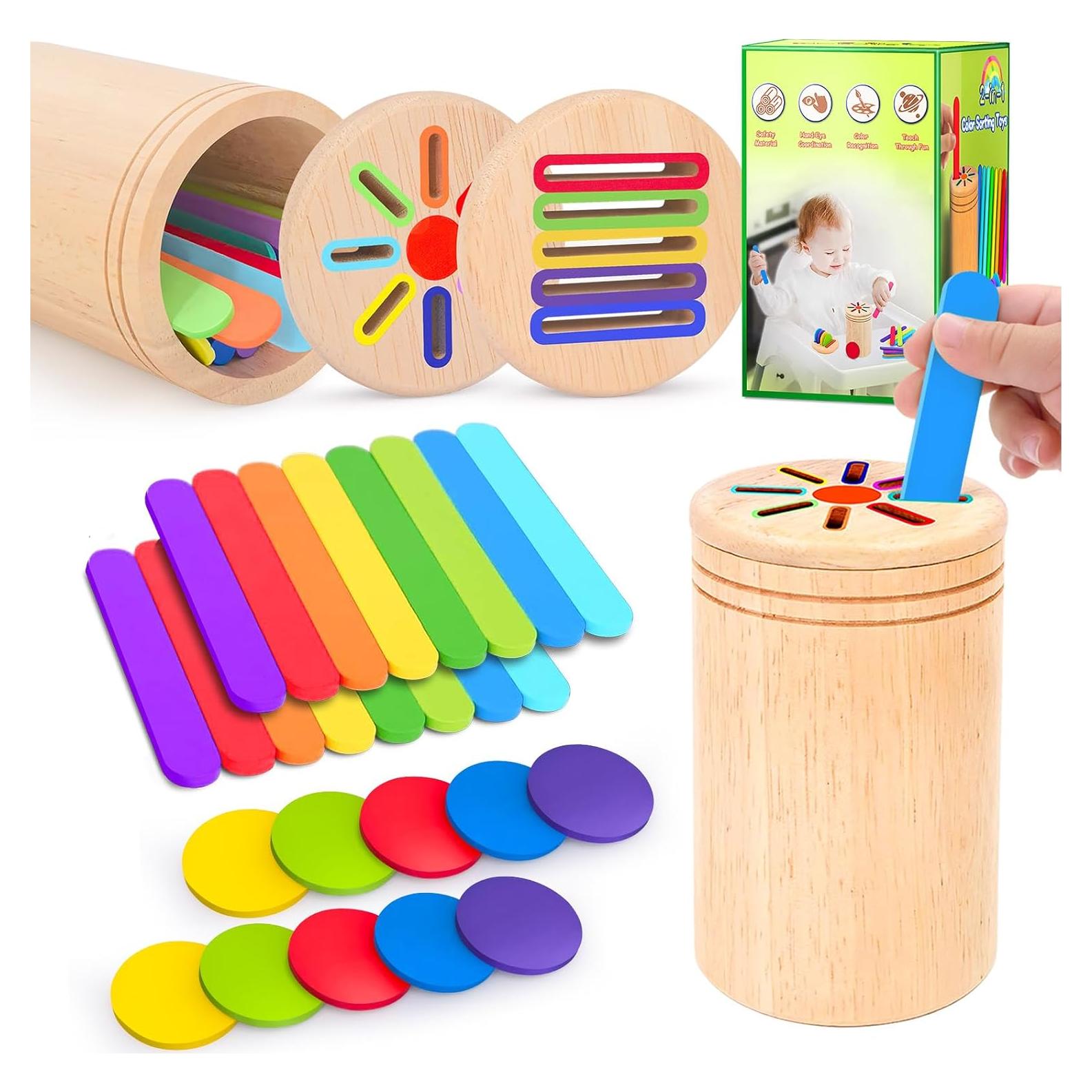Juguete Montessori de Clasificación de Colores y Formas de Madera