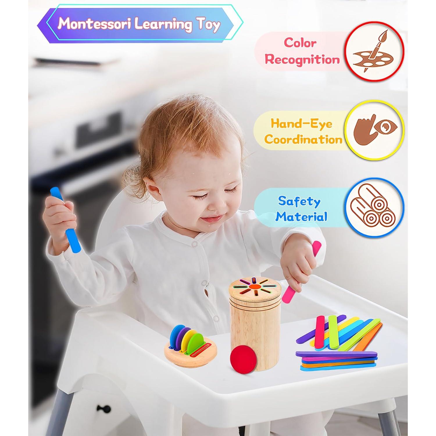 Juguete Montessori de Clasificación de Colores y Formas de Madera