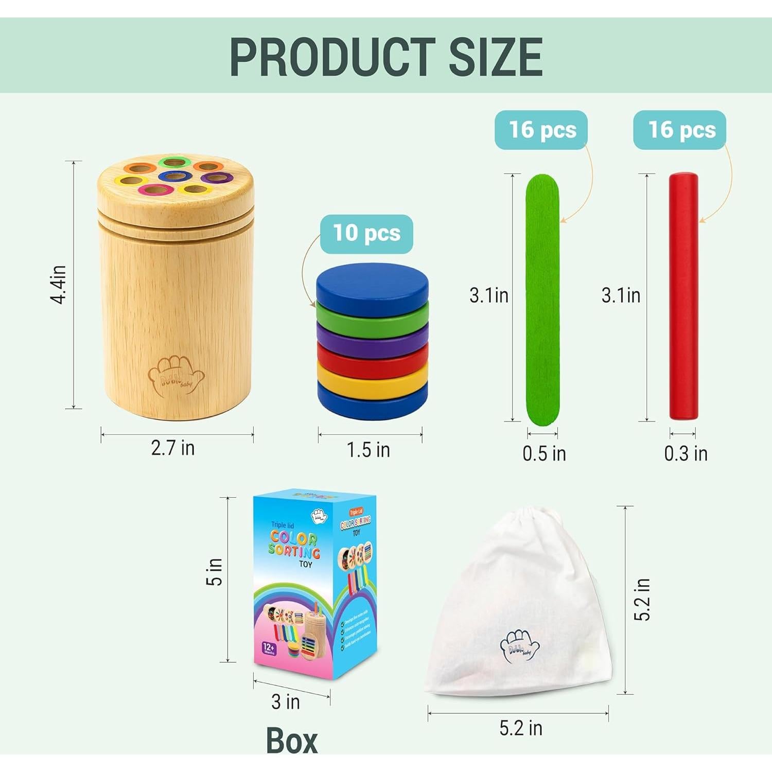 Juguete Montessori Bublo Baby 46 Piezas Madera Educativo 1-3 Años