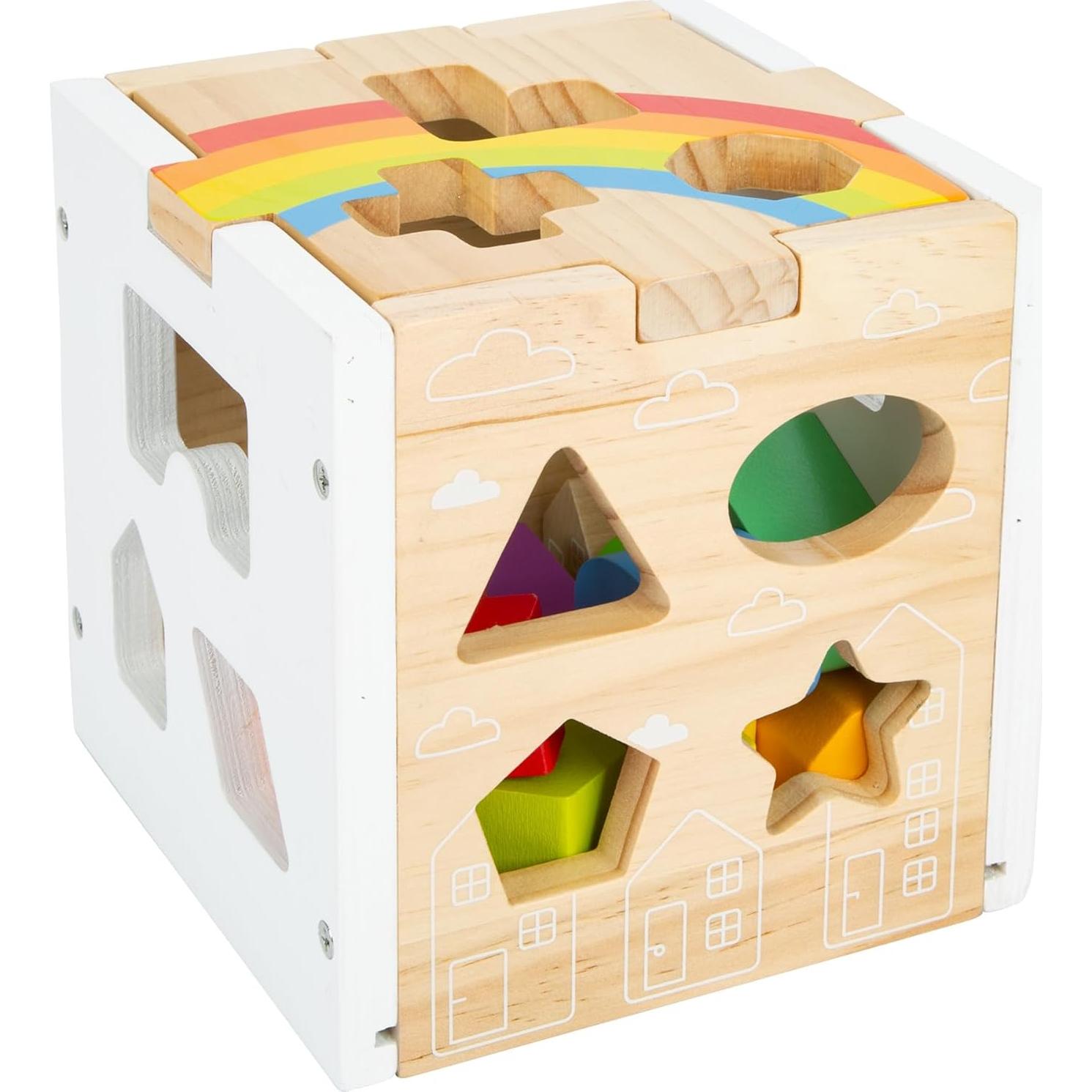 Cubo Clasificador de Formas Arcoíris Small Foot - Juguete Educativo 13 Formas