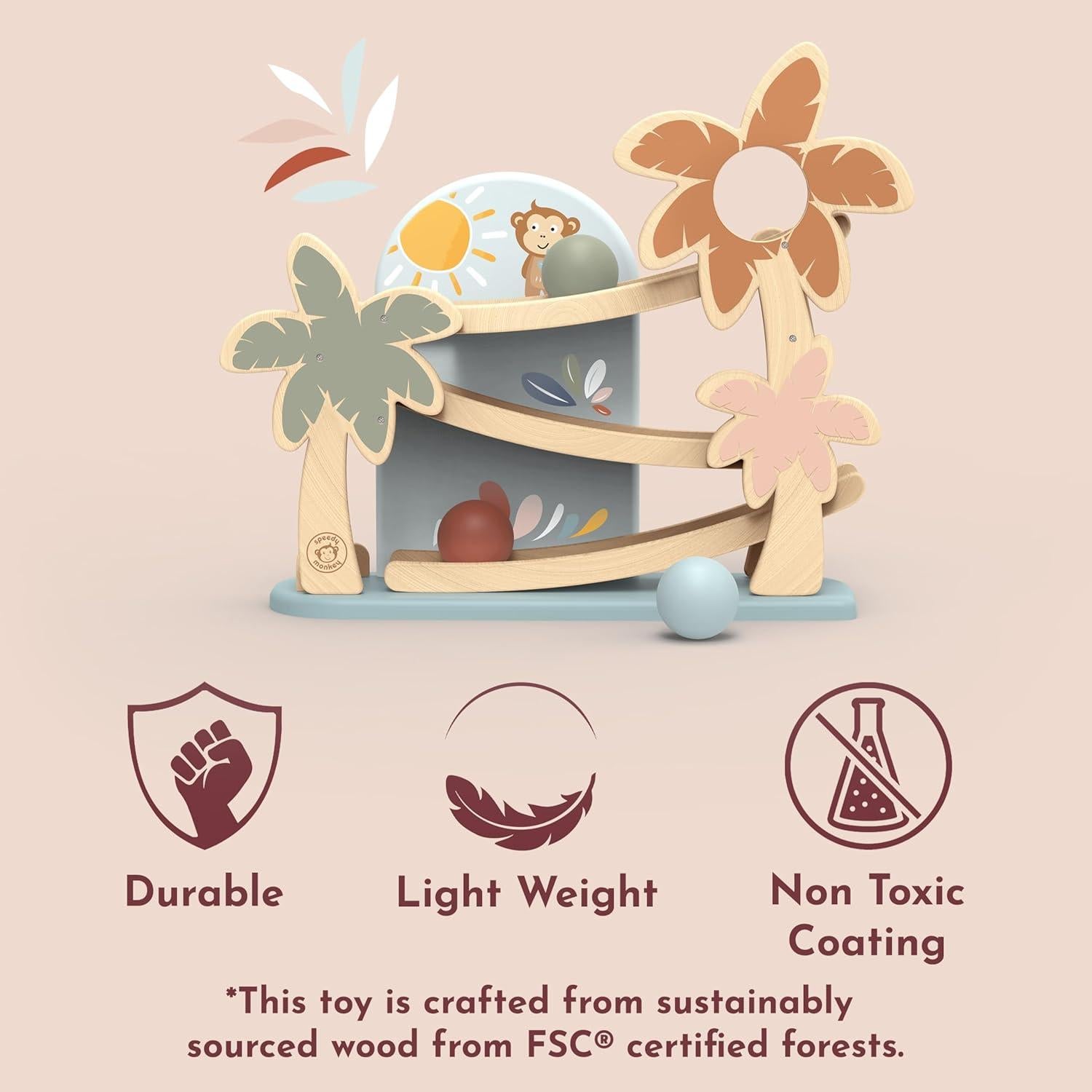 Ramp Racer de Madera SPEEDY MONKEY con 3 Bolas para Niños