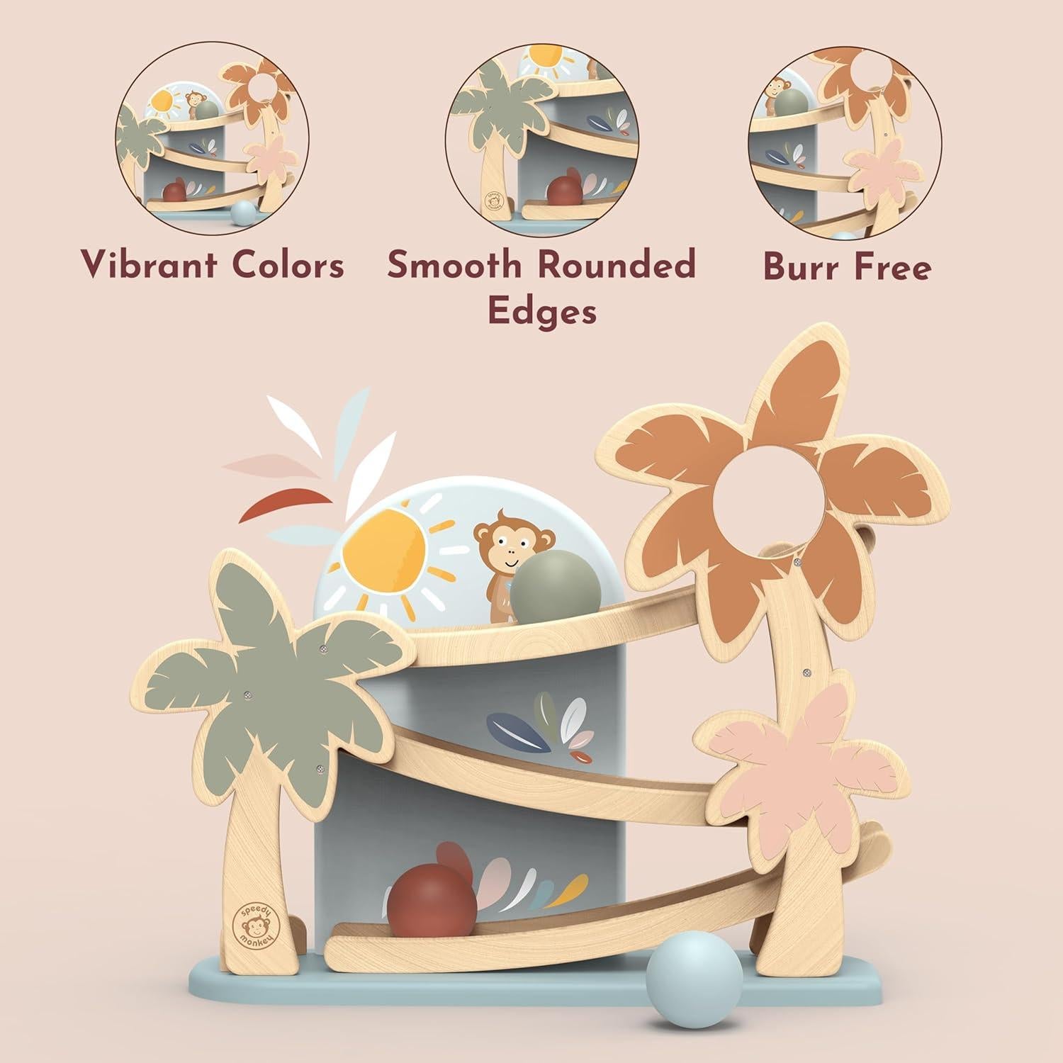 Ramp Racer de Madera SPEEDY MONKEY con 3 Bolas para Niños