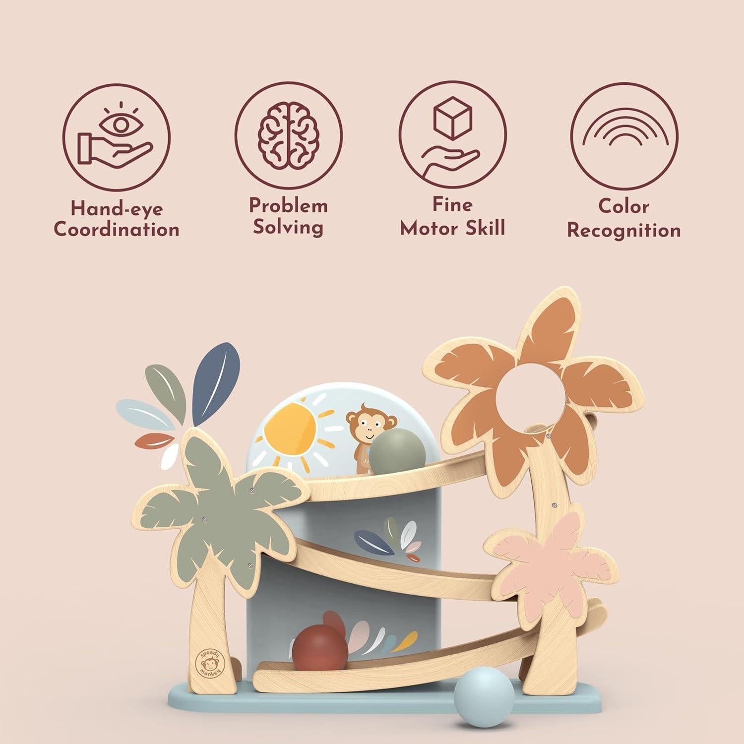 Ramp Racer de Madera SPEEDY MONKEY con 3 Bolas para Niños