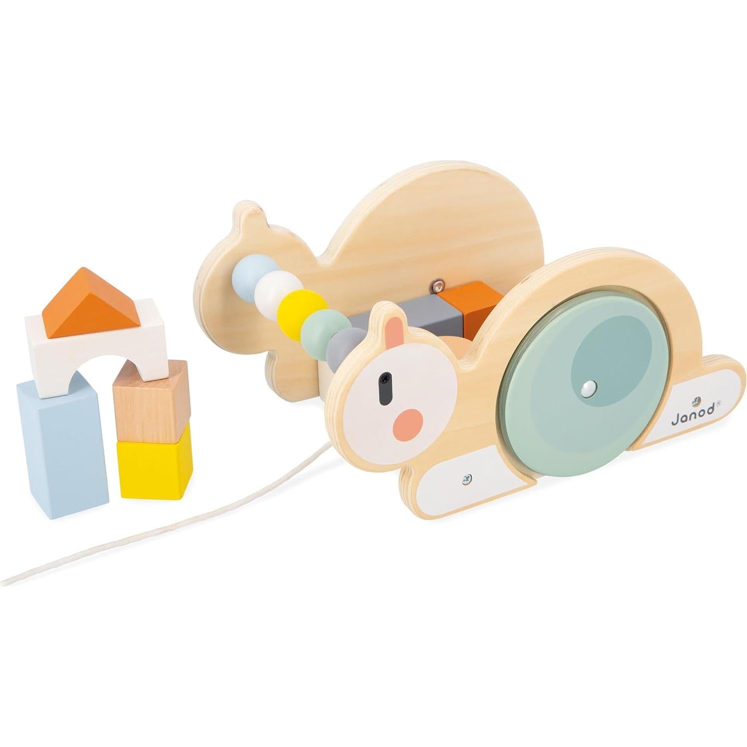 Carrito de Arrastre Janod Sweet Cocoon con 17 Cubos de Madera