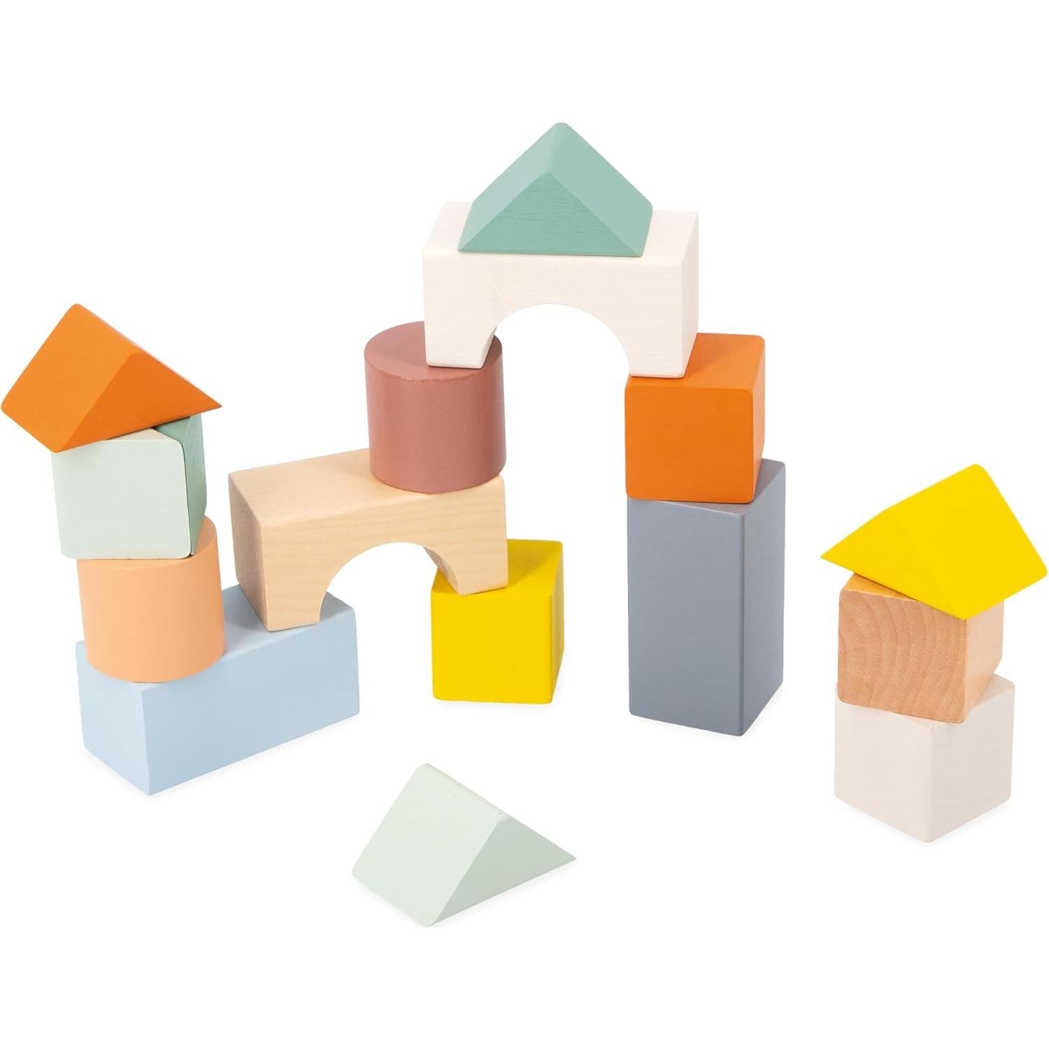 Carrito de Arrastre Janod Sweet Cocoon con 17 Cubos de Madera