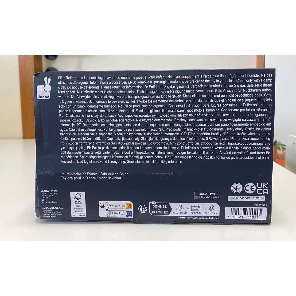 Carrito de Arrastre Janod Sweet Cocoon con 17 Cubos de Madera