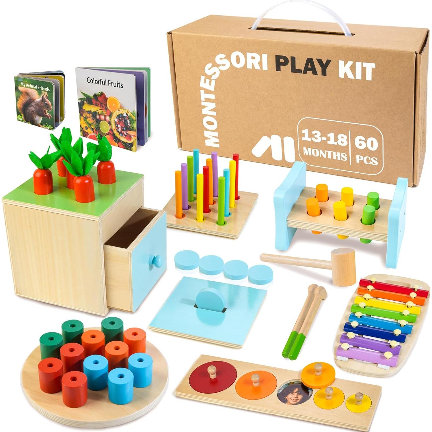 Caja Educativa Montessori 9 en 1 para Bebés 0-18 Meses WOODMAM