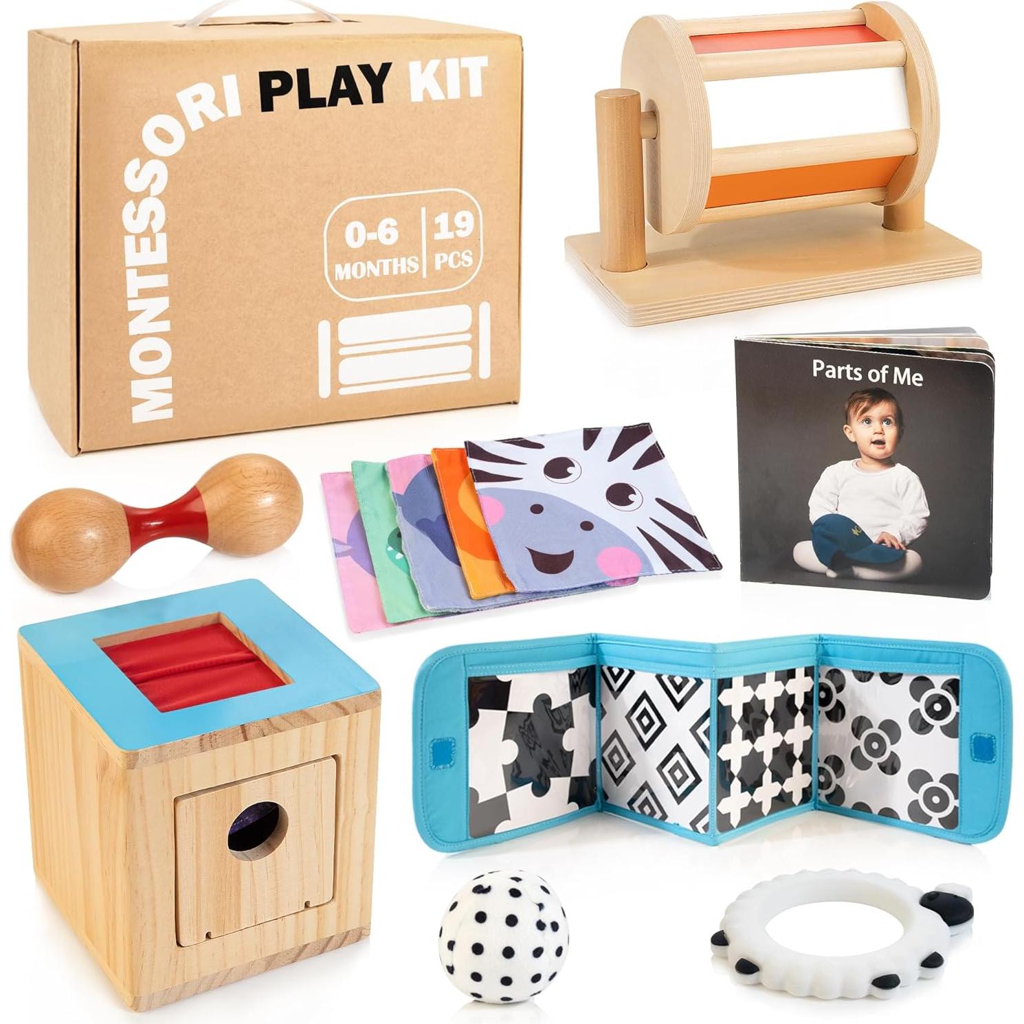 Caja Educativa Montessori 9 en 1 para Bebés 0-18 Meses WOODMAM