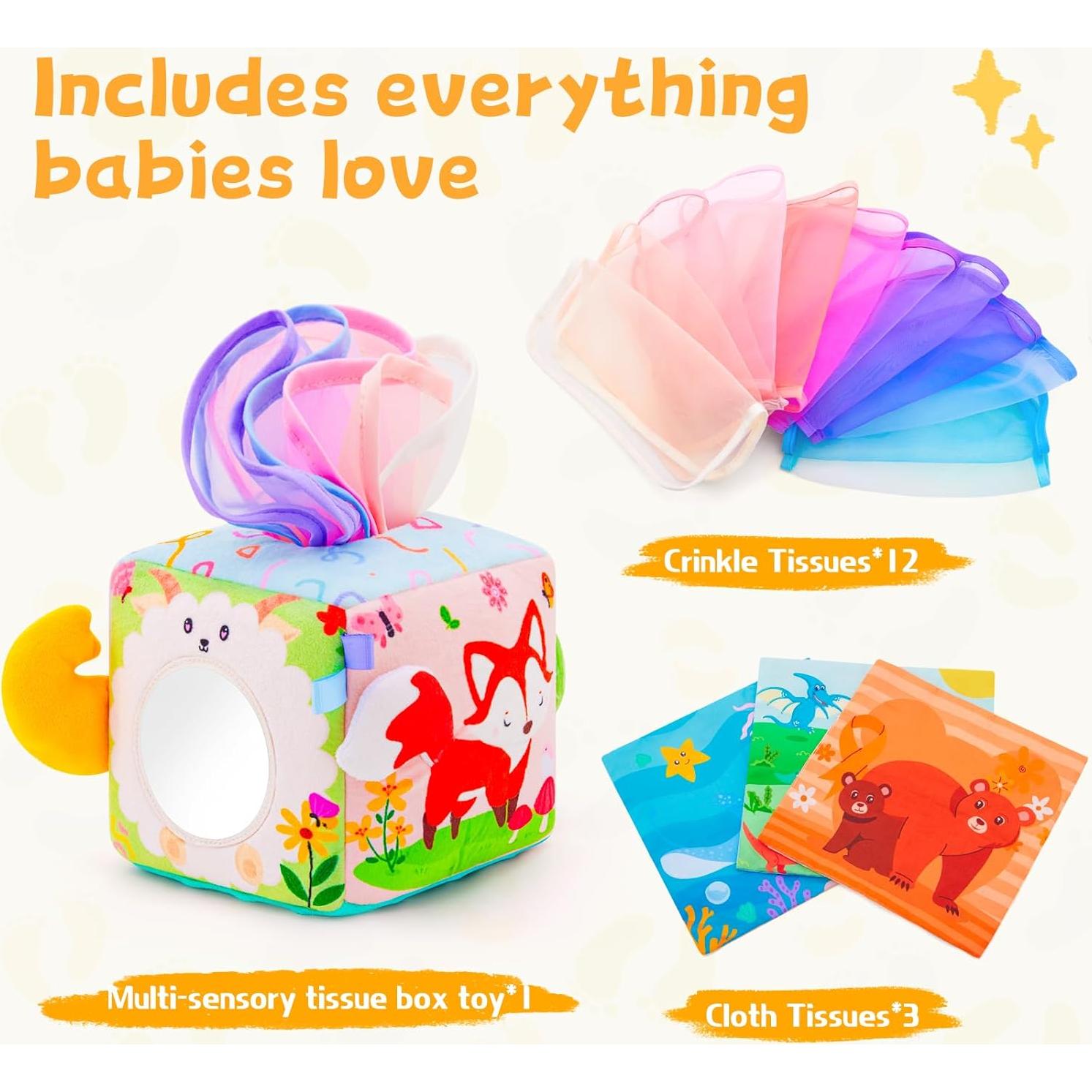 Juguete Sensorial de Caja de Pañuelos Yeeeasy para Bebés
