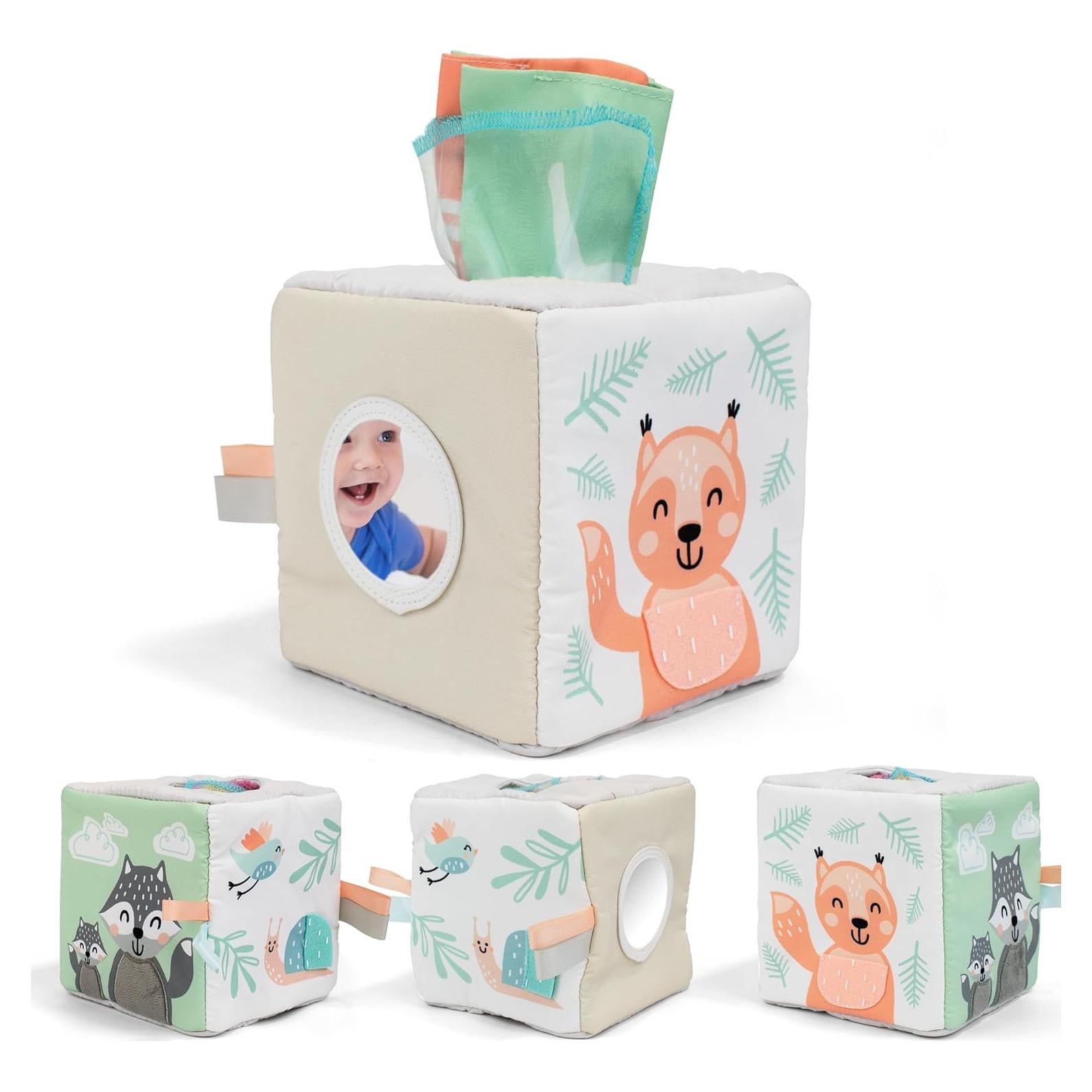 Caja de Pañuelos Montessori ZICOTO para Bebés 6-12 Meses