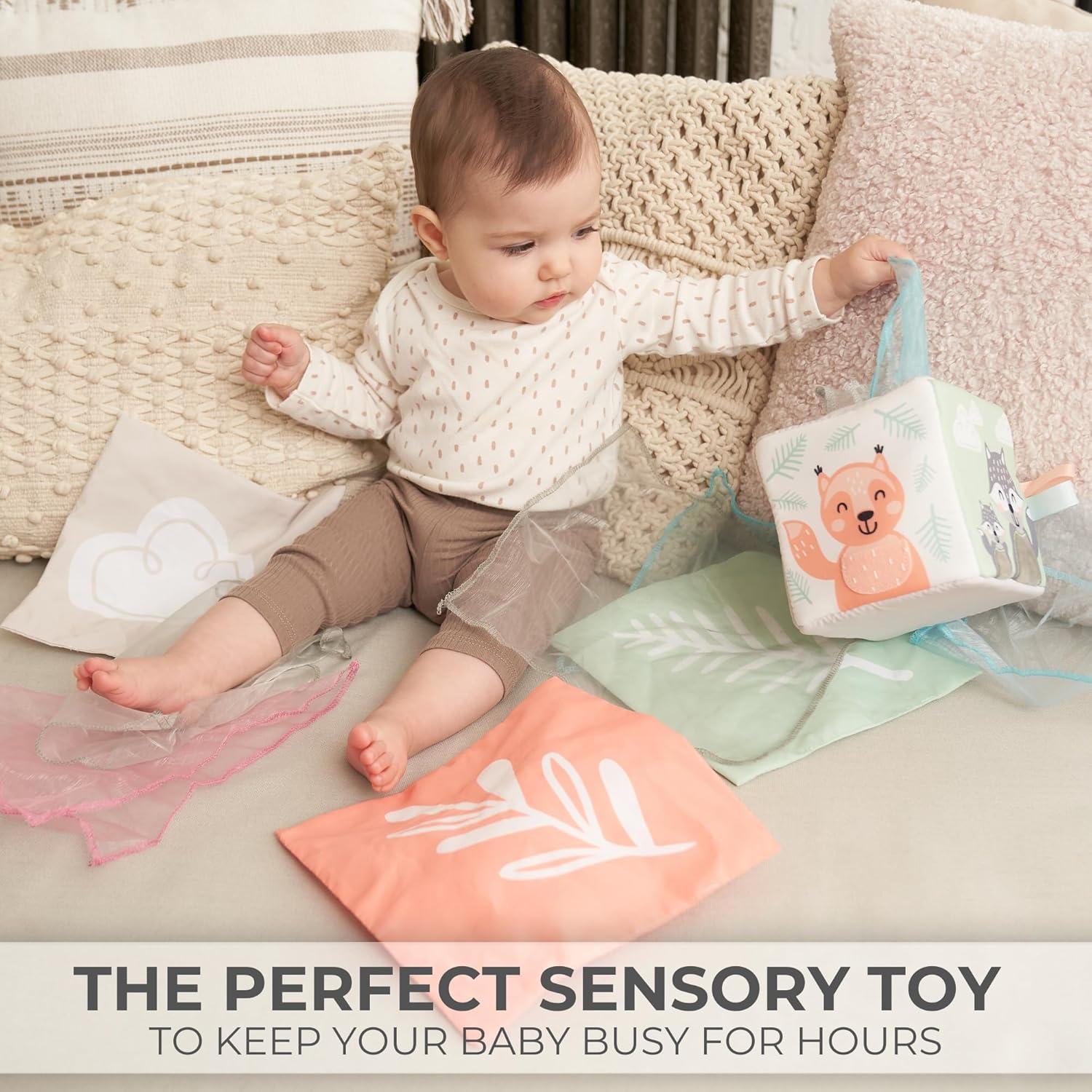 Caja de Pañuelos Montessori ZICOTO para Bebés 6-12 Meses