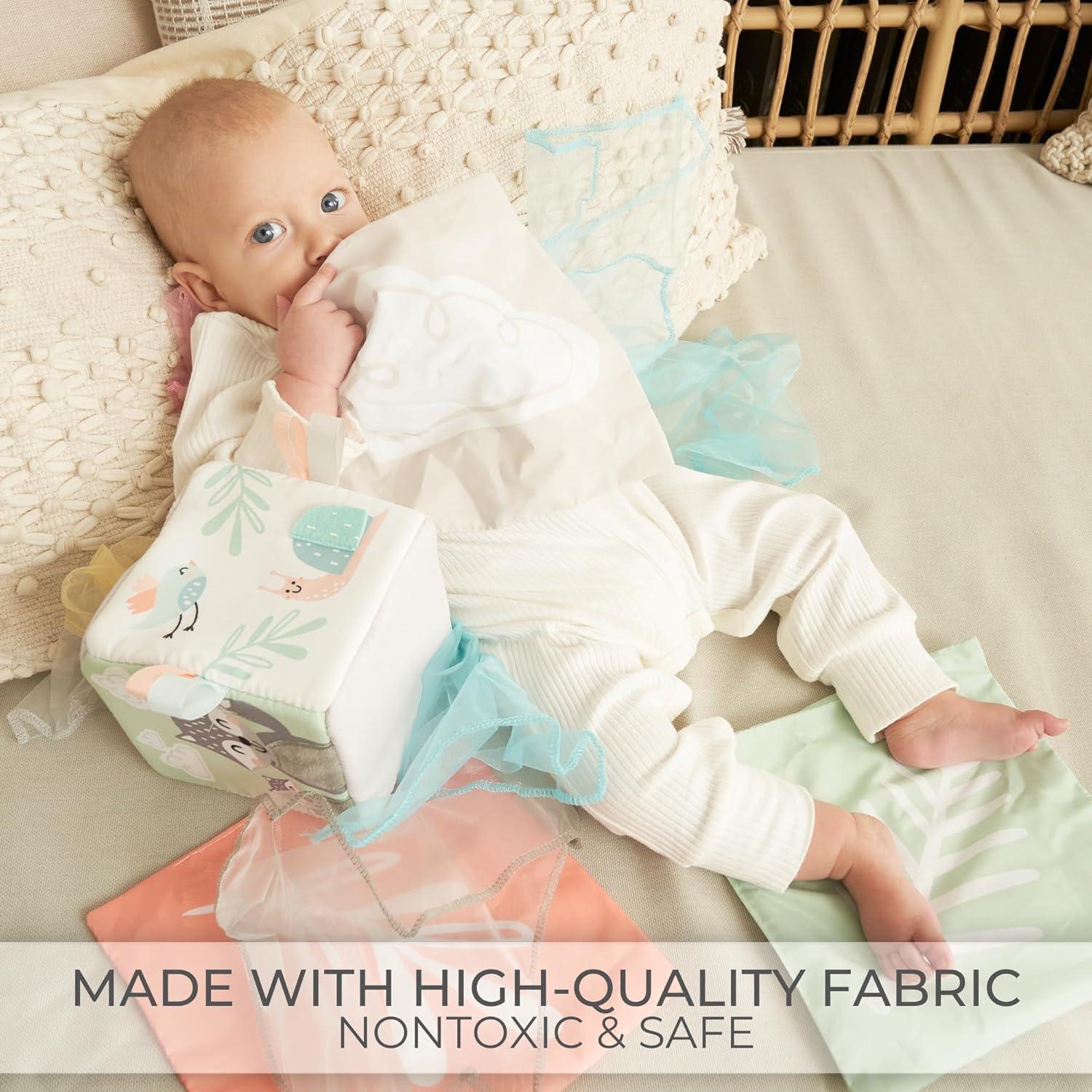 Caja de Pañuelos Montessori ZICOTO para Bebés 6-12 Meses