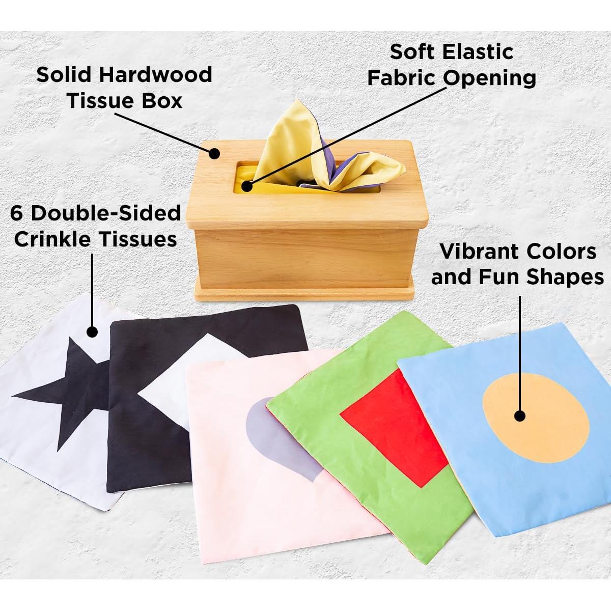 Caja de Tejido Sensorial Montessori para Bebés 6-12 Meses