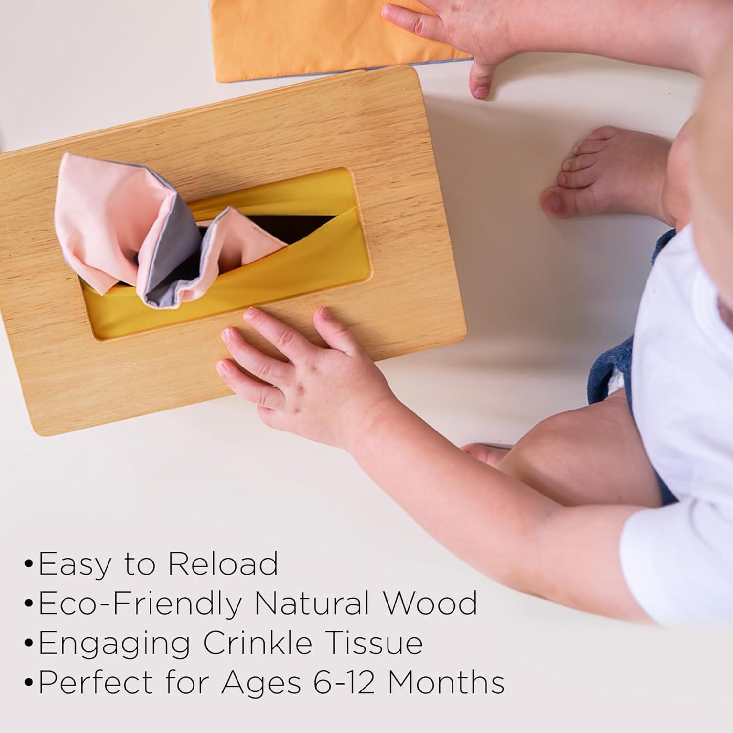 Caja de Tejido Sensorial Montessori para Bebés 6-12 Meses