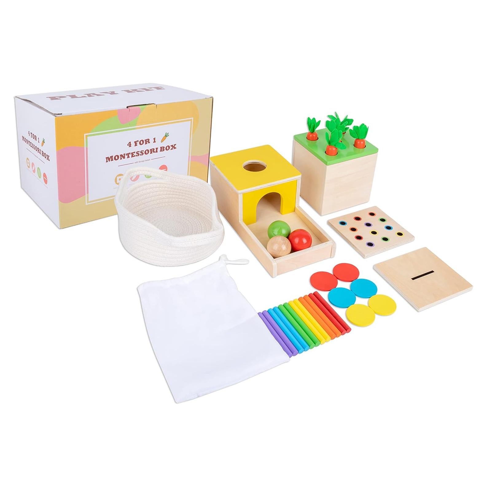 Juguetes Montessori 4 en 1 para Bebés - Kit de Juego Educativo