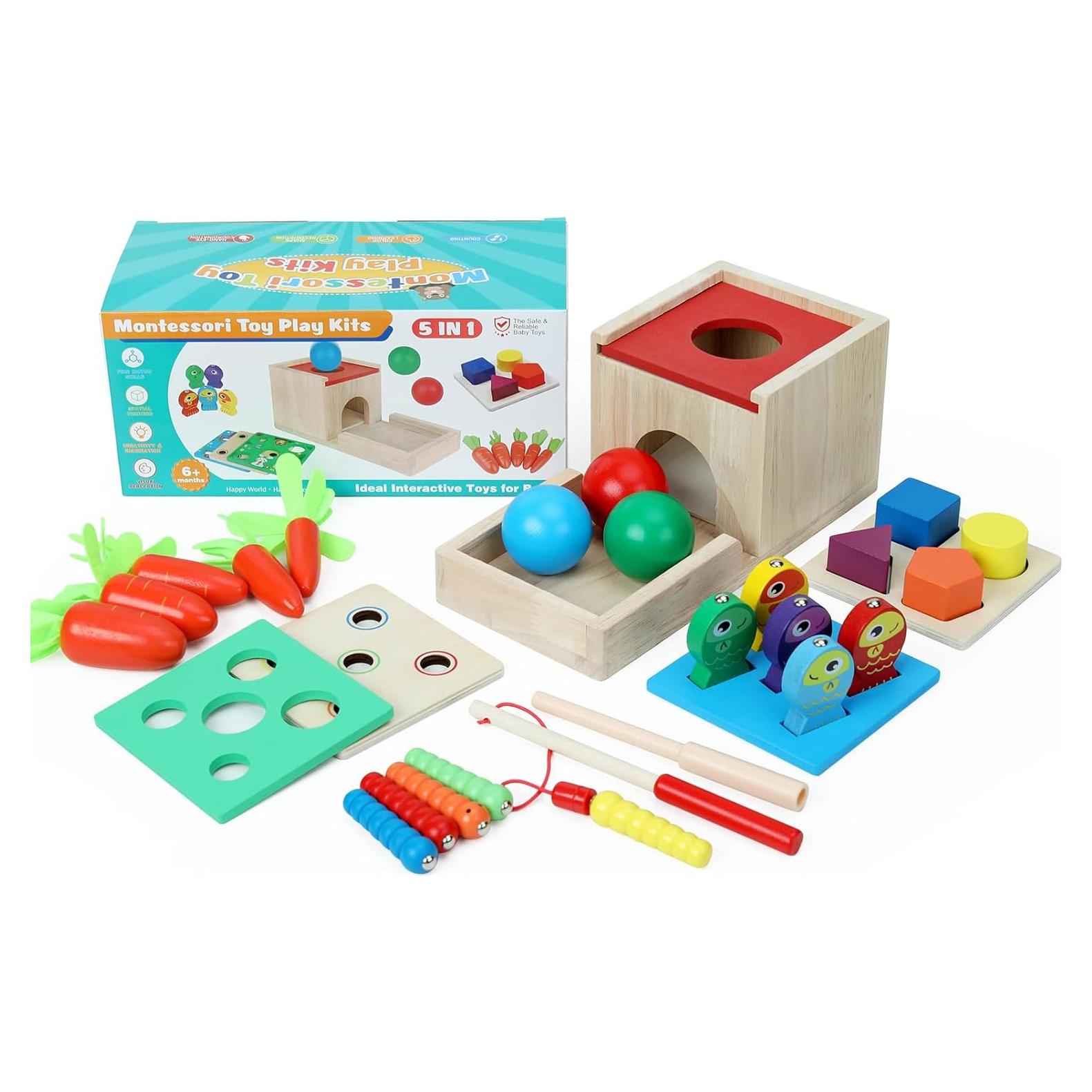 Juguete Educativo de Madera GEMEM 5 en 1 para Bebés 6-12 Meses