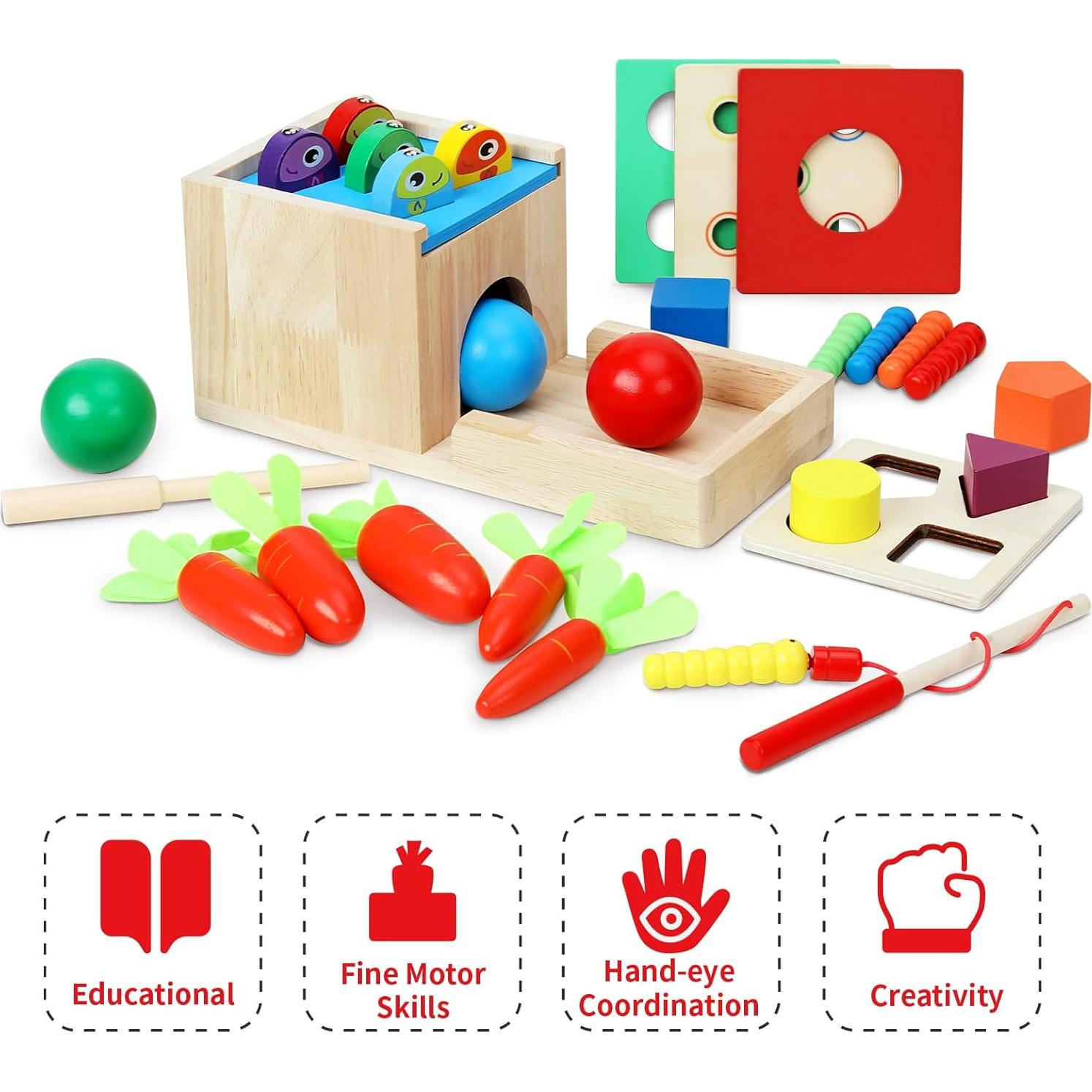 Juguete Educativo de Madera GEMEM 5 en 1 para Bebés 6-12 Meses