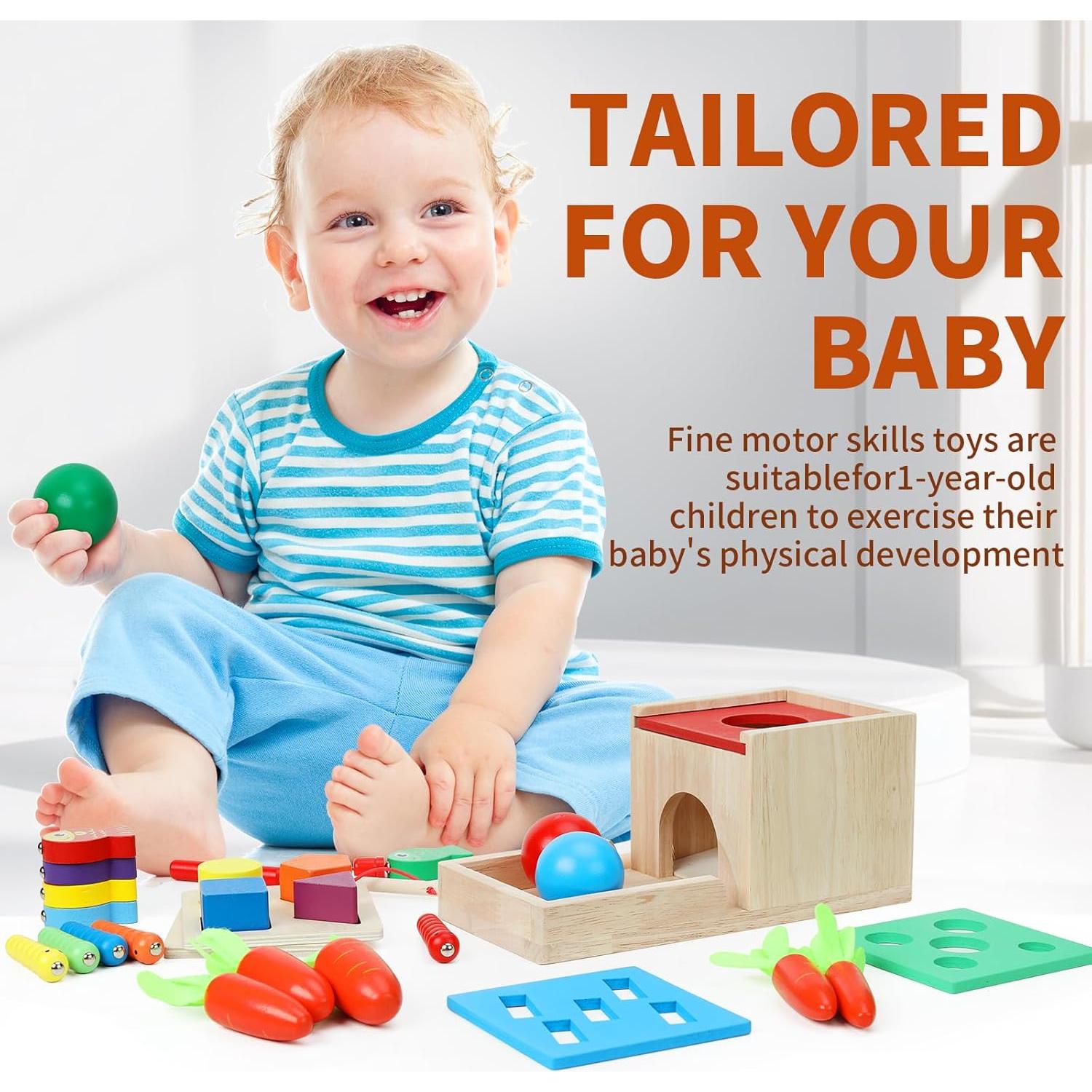 Juguete Educativo de Madera GEMEM 5 en 1 para Bebés 6-12 Meses