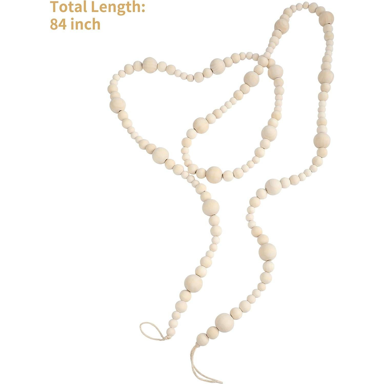 Guirnalda de Cuentas de Madera Natural DualFerv 213 cm Decoración Boho