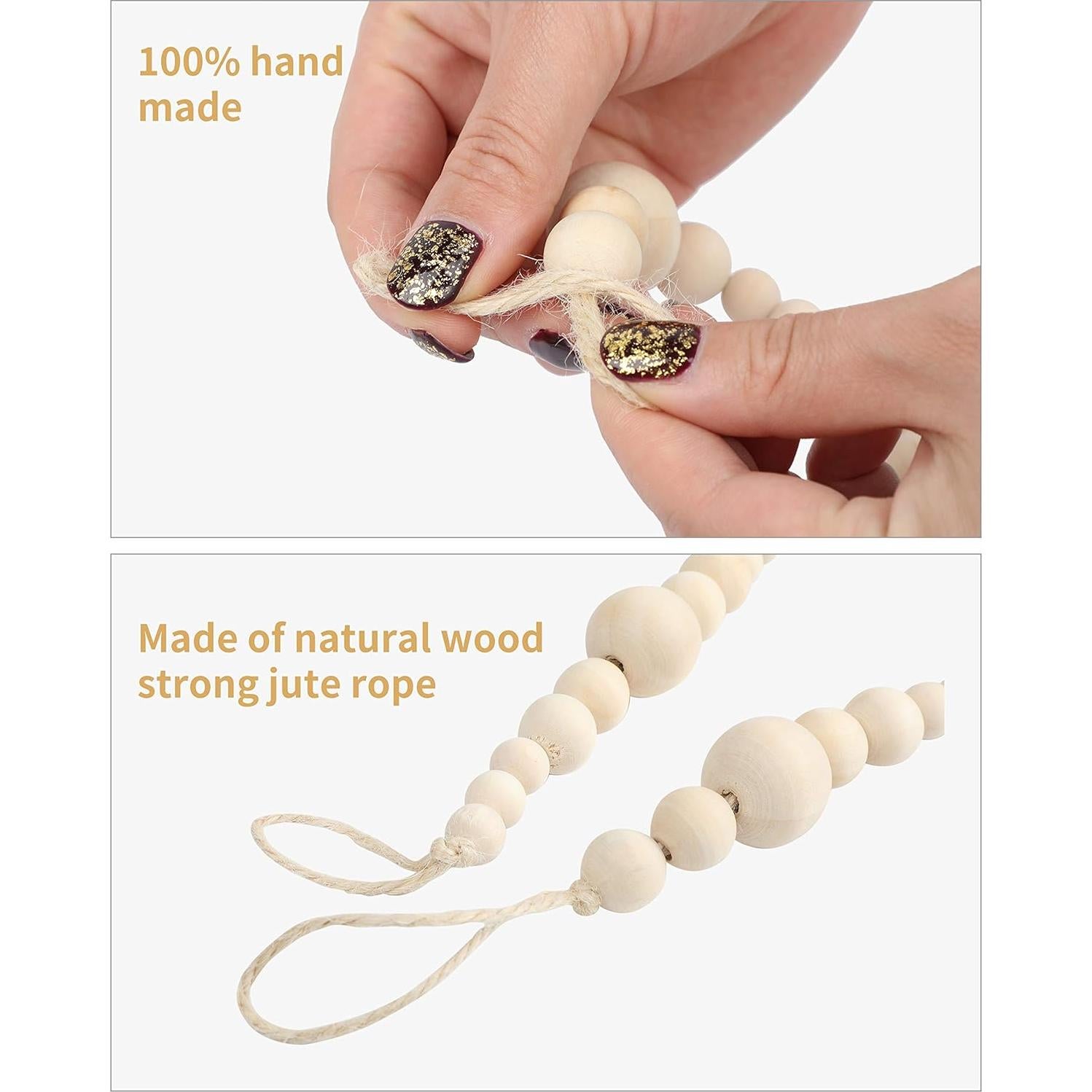 Guirnalda de Cuentas de Madera Natural DualFerv 213 cm Decoración Boho