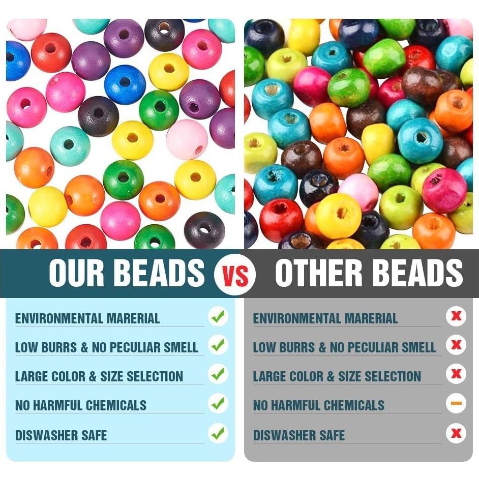 Perlas de Madera de Colores PH PandaHall 250pcs 10mm