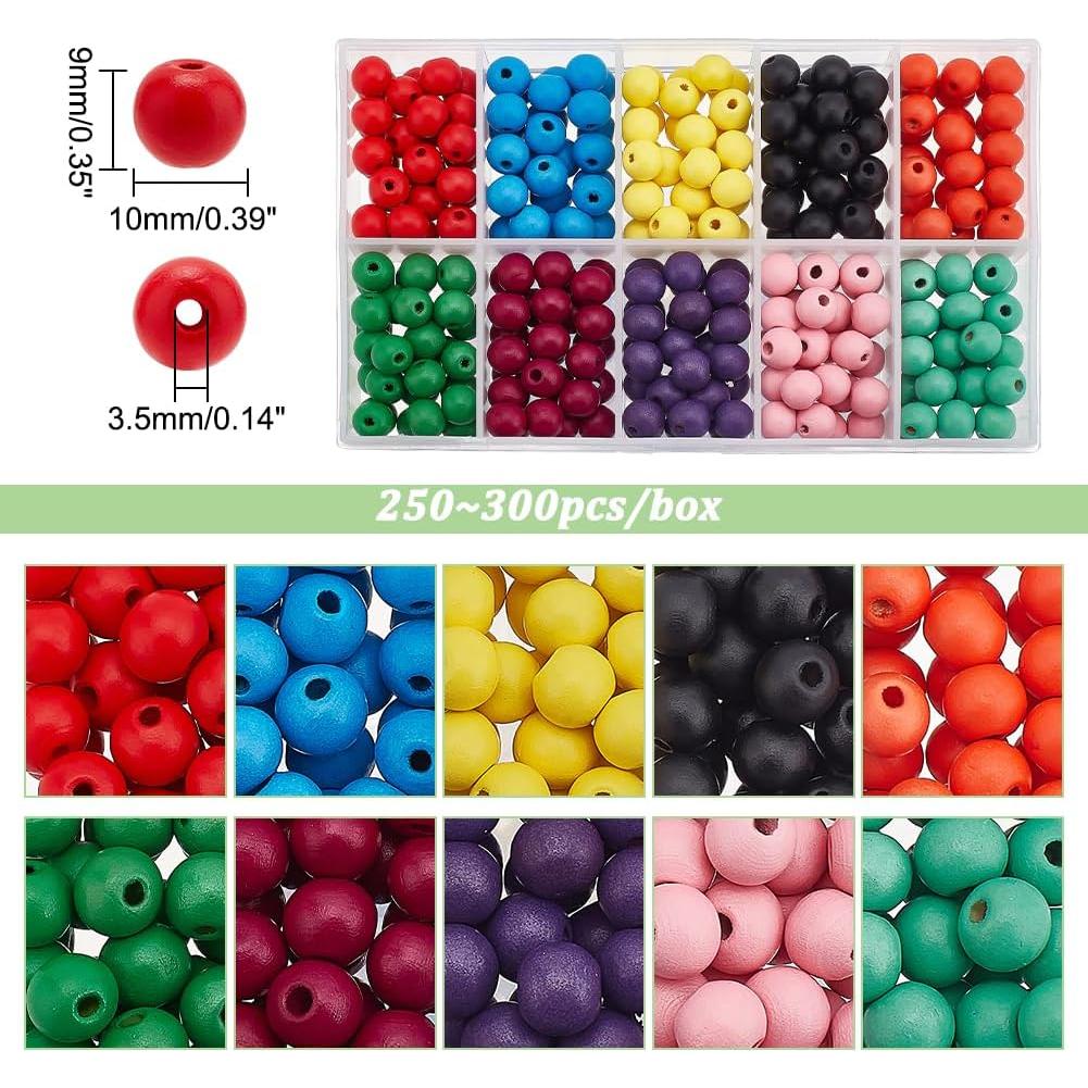 Perlas de Madera de Colores PH PandaHall 250pcs 10mm