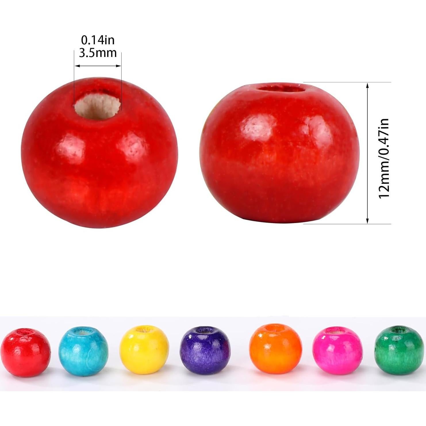 400 Cuentas de Madera de Colores 12mm MAZVYLF para Manualidades