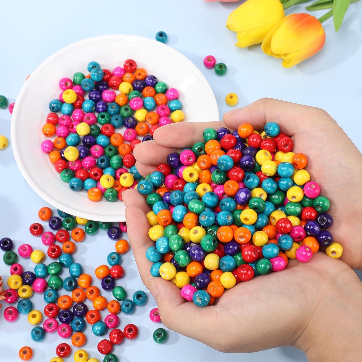 400 Cuentas de Madera de Colores 12mm MAZVYLF para Manualidades