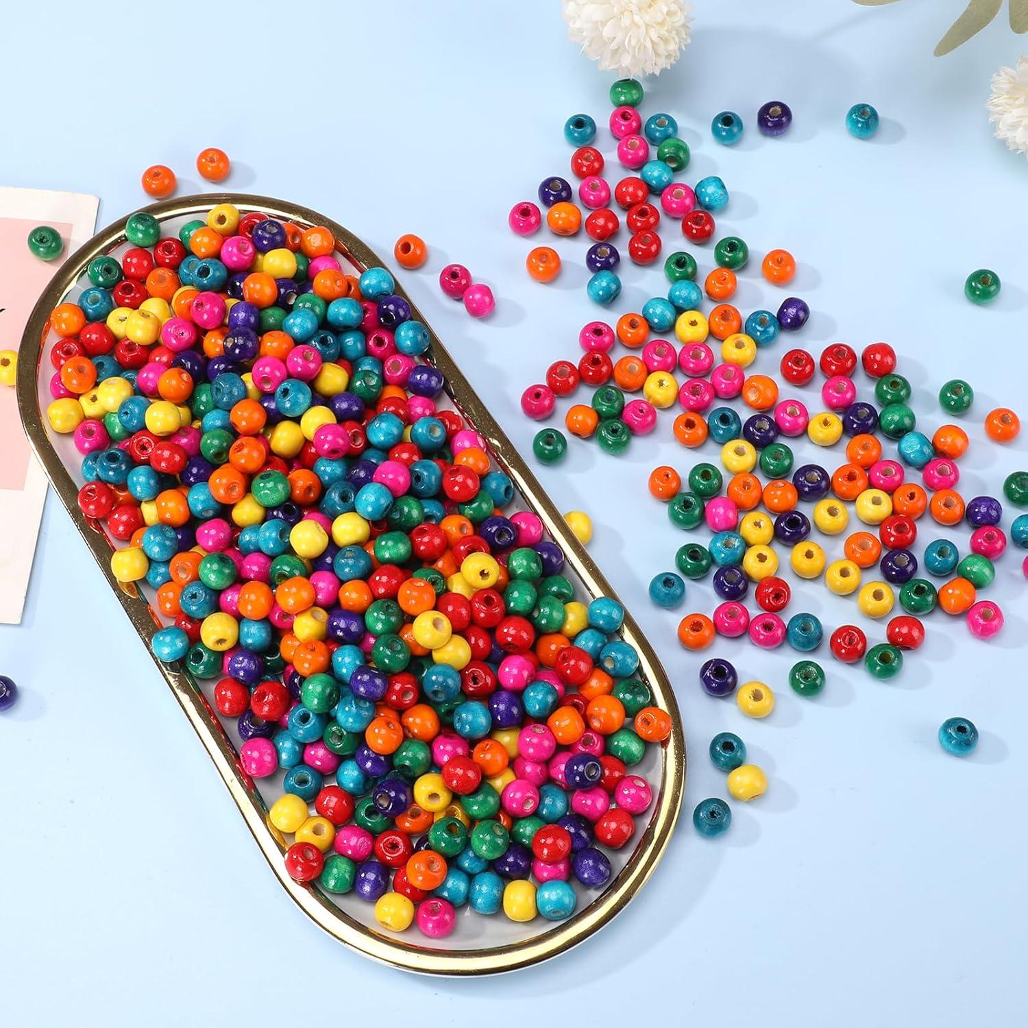 400 Cuentas de Madera de Colores 12mm MAZVYLF para Manualidades