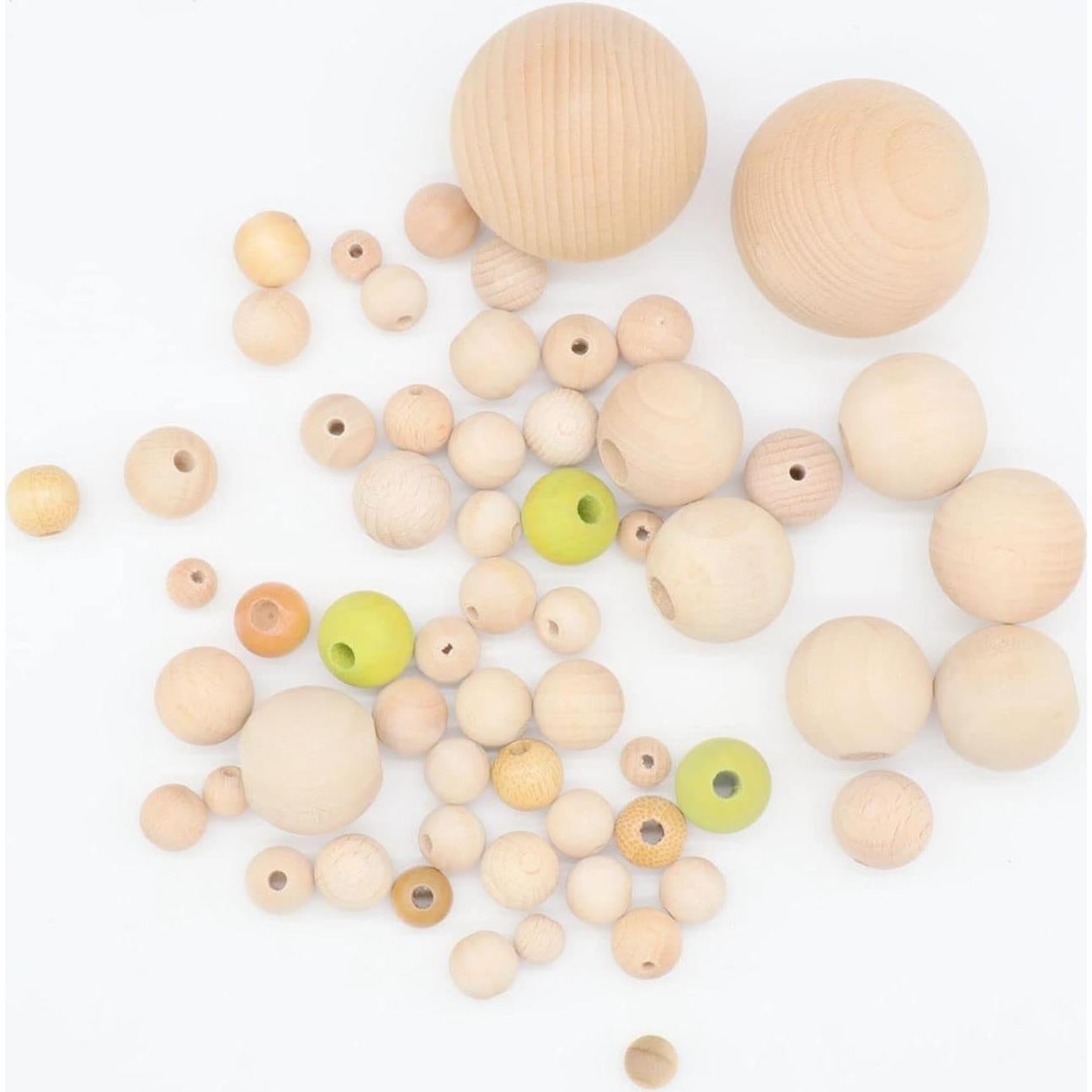 400 Perlas de Madera Natural 12mm SMANTA + Cuerda y Agujas