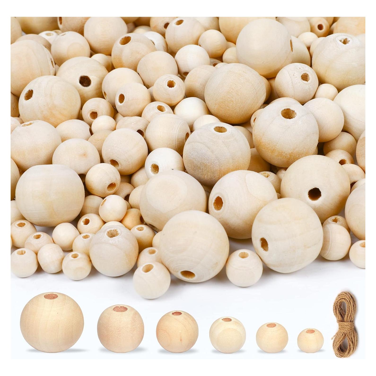 Set 500 Perlas de Madera Natural Craftarys - 6 Tamaños 8-20mm