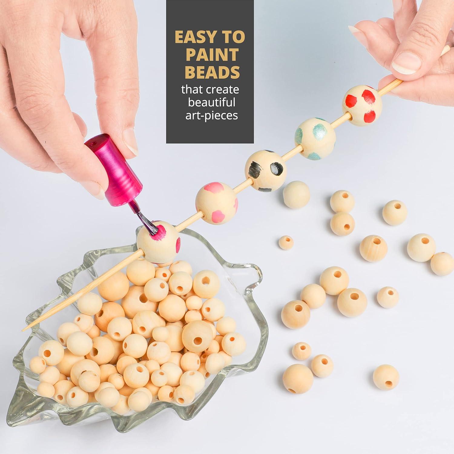 Set 500 Perlas de Madera Natural Craftarys - 6 Tamaños 8-20mm