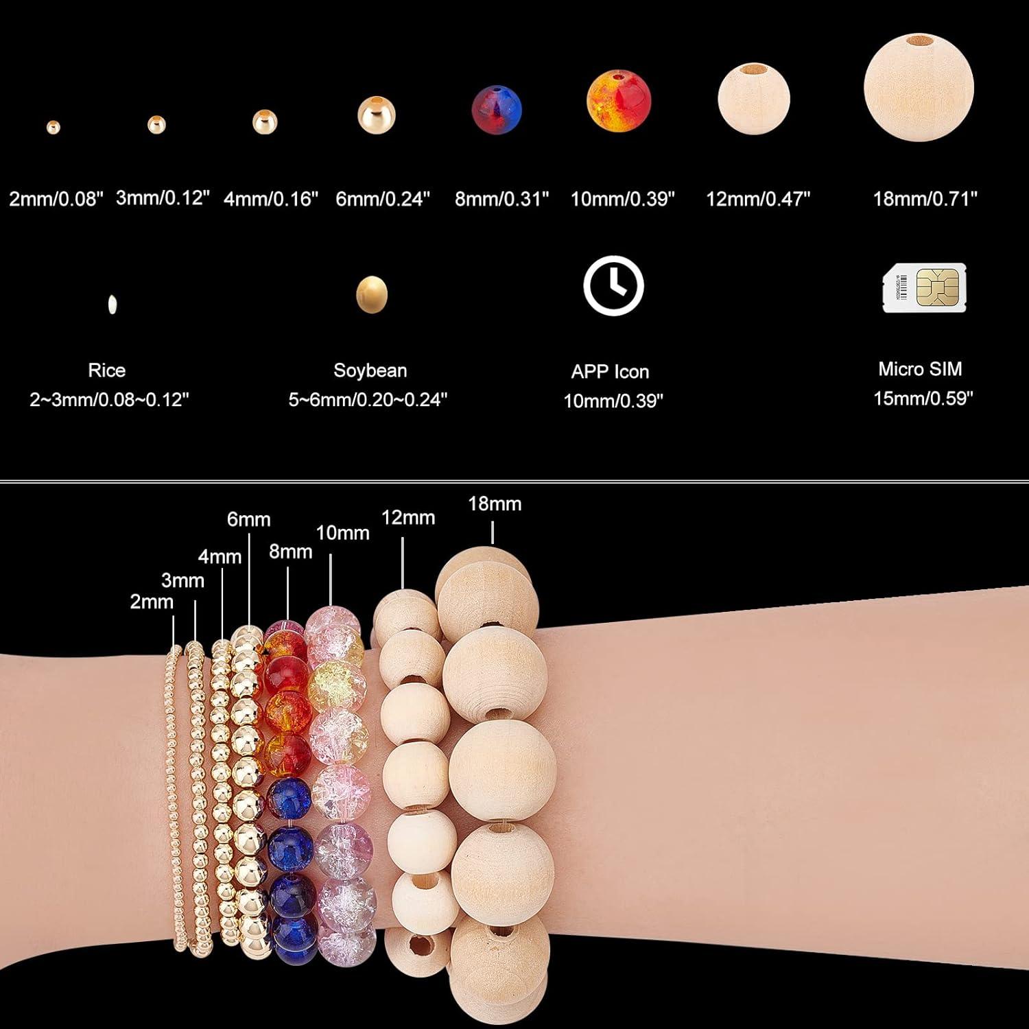 PH PandaHall 300pcs Colorful Wooden Beads, 10 Colors 10mm Wood Bead Painted Round Wood Spacer Bead 4mm Large Hole Wooden Beads for Jewelry Making Braiding Hair Macrame DIY Craft Project Bird Swing