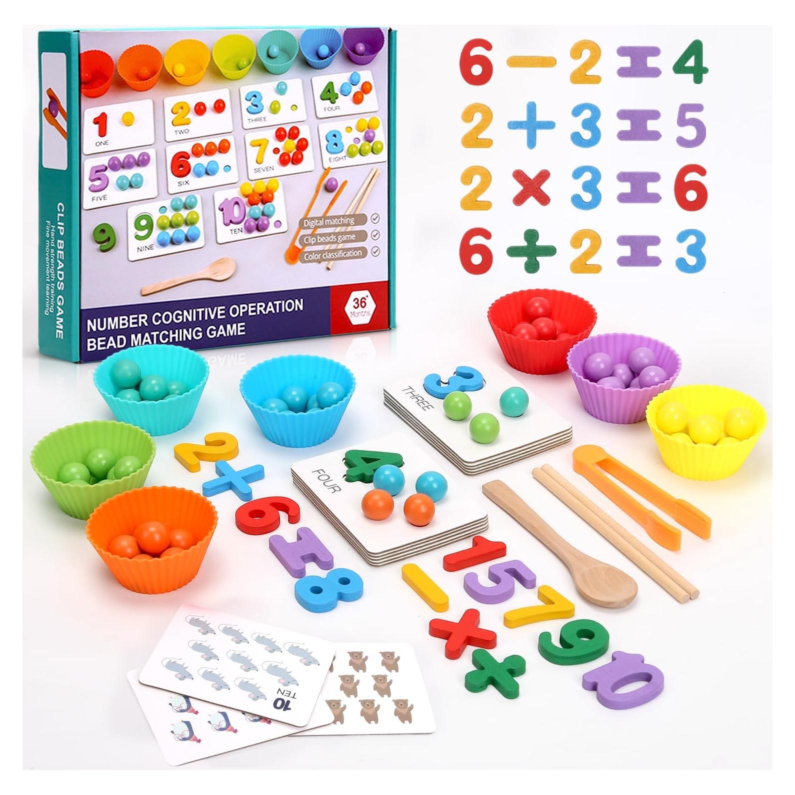 Juego de Matemáticas Montessori WRYBV con Cuentas y Palillos
