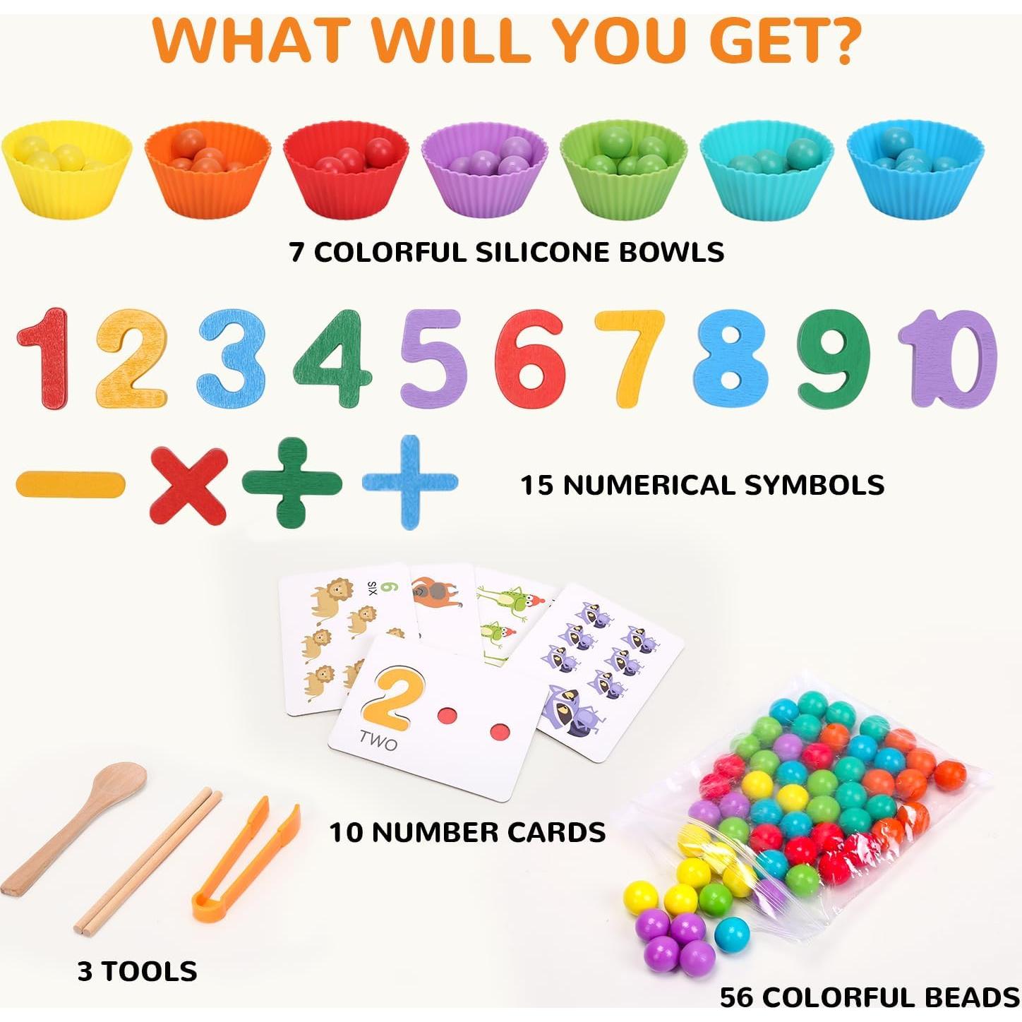 Juego de Matemáticas Montessori WRYBV con Cuentas y Palillos