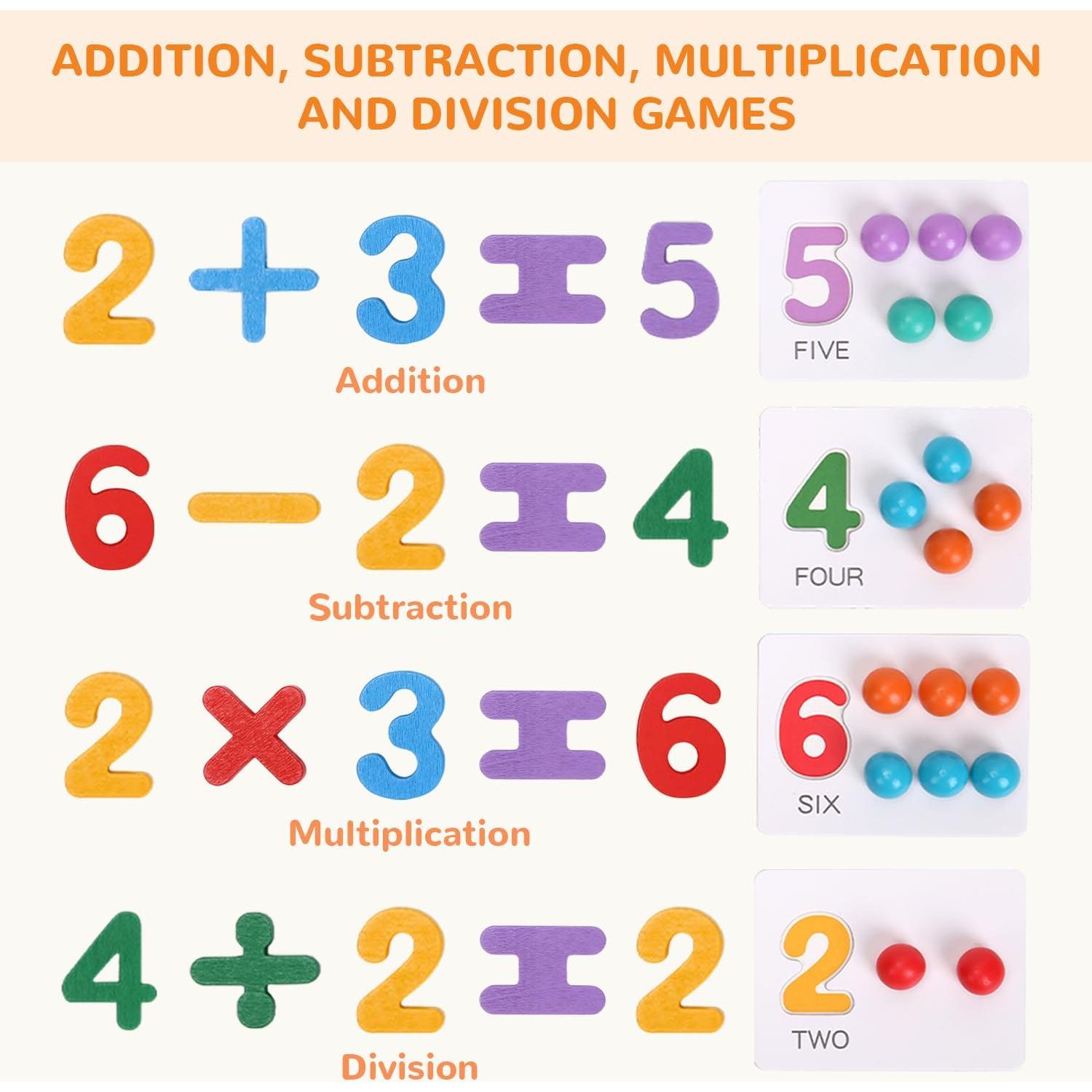 Juego de Matemáticas Montessori WRYBV con Cuentas y Palillos